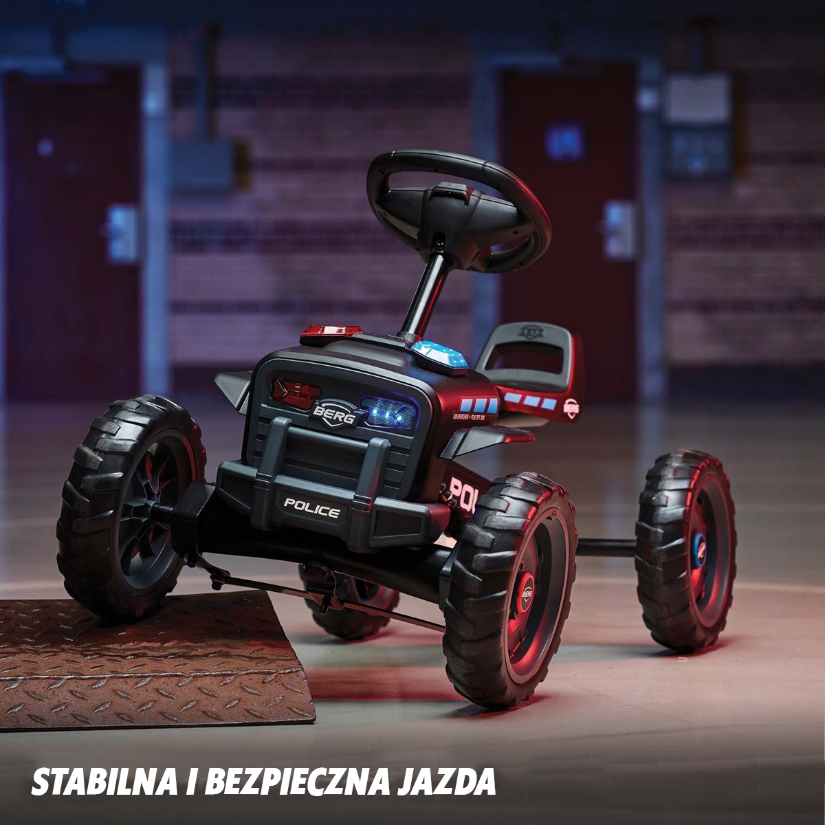 Gokart na pedały buzzy police 2-5 lat do 30 kg dźwięk + światło
