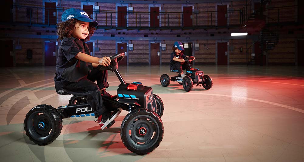 Gokart na pedały buzzy police 2-5 lat do 30 kg dźwięk + światło