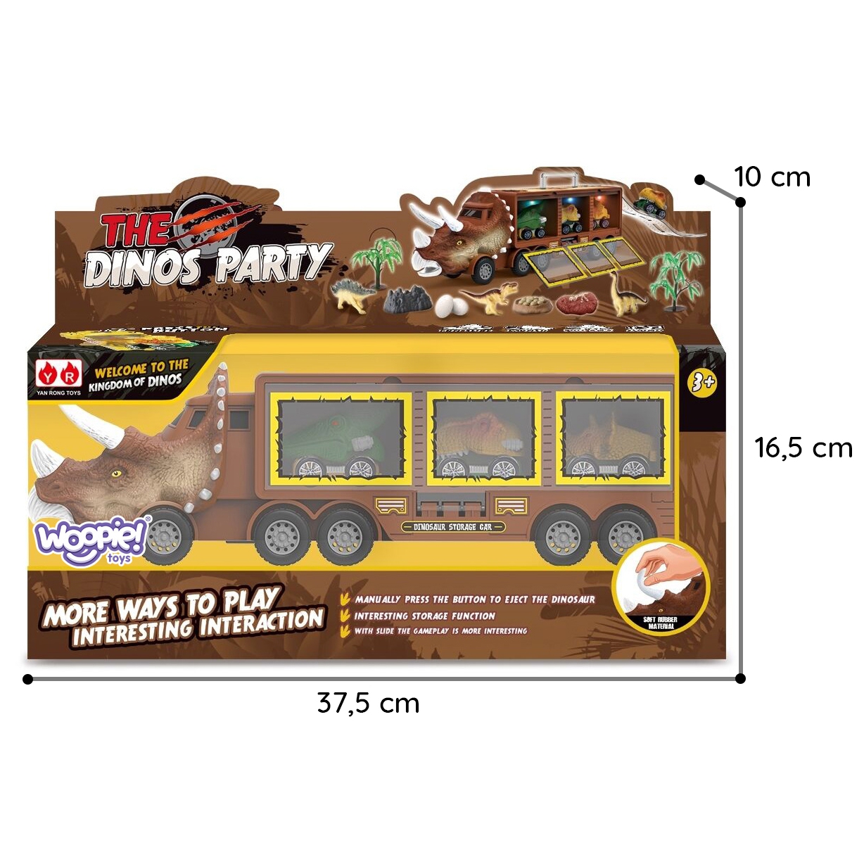 Cięzarówka dinozaur z wyrzutnią i samochodzikami 15 el.