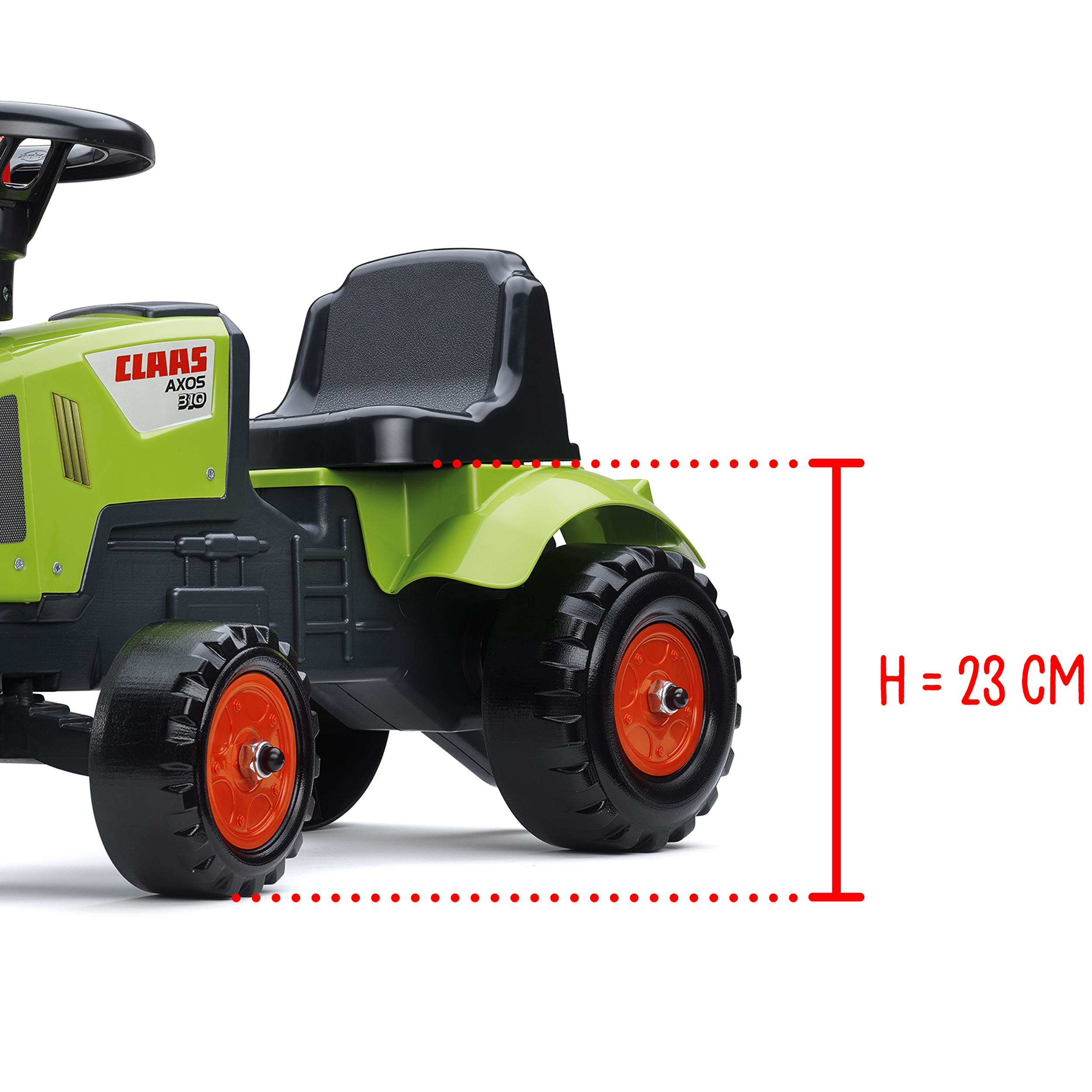 Traktorek baby claas axos 310 zielony z przyczepką od 1 roku