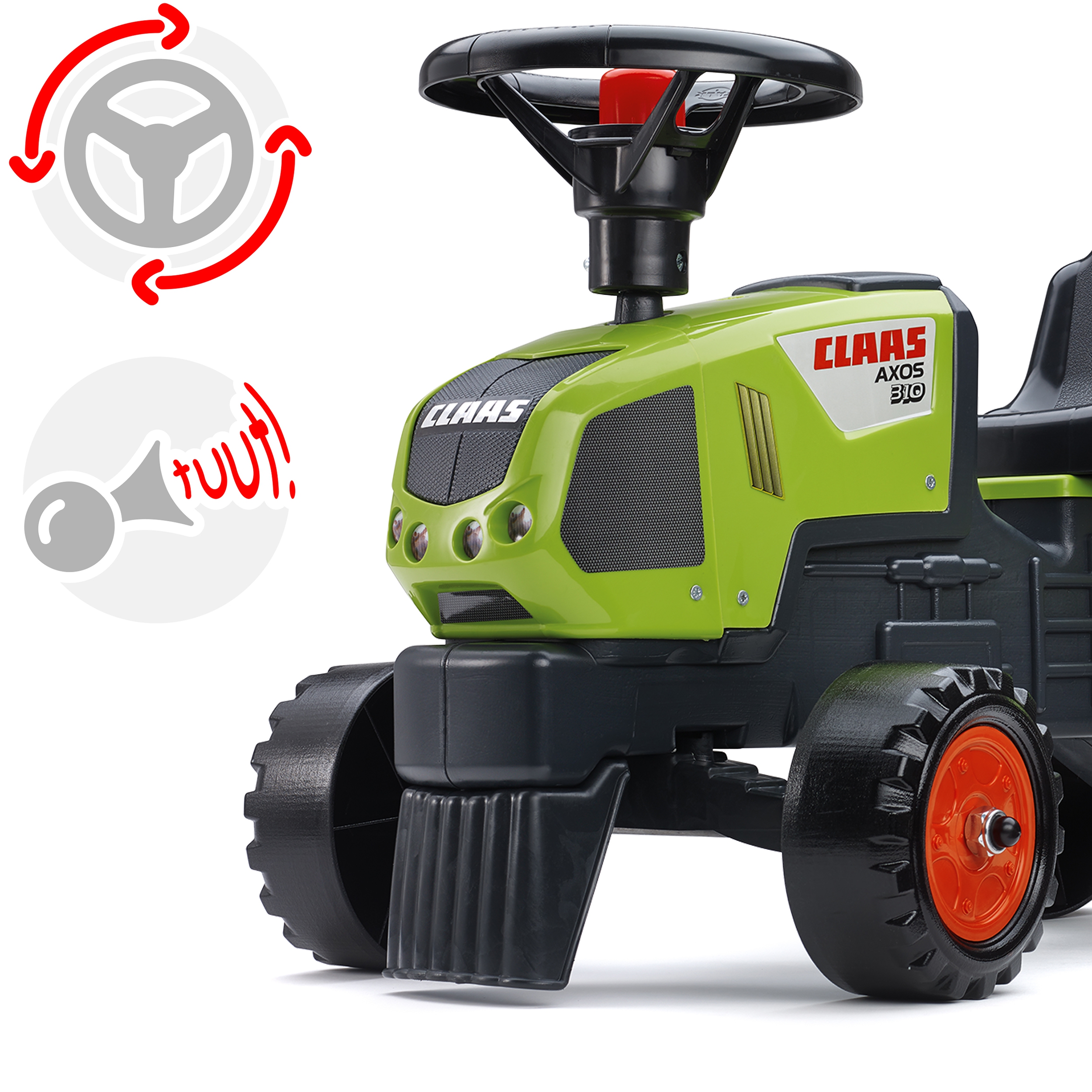 Traktorek baby claas axos 310 zielony z przyczepką od 1 roku