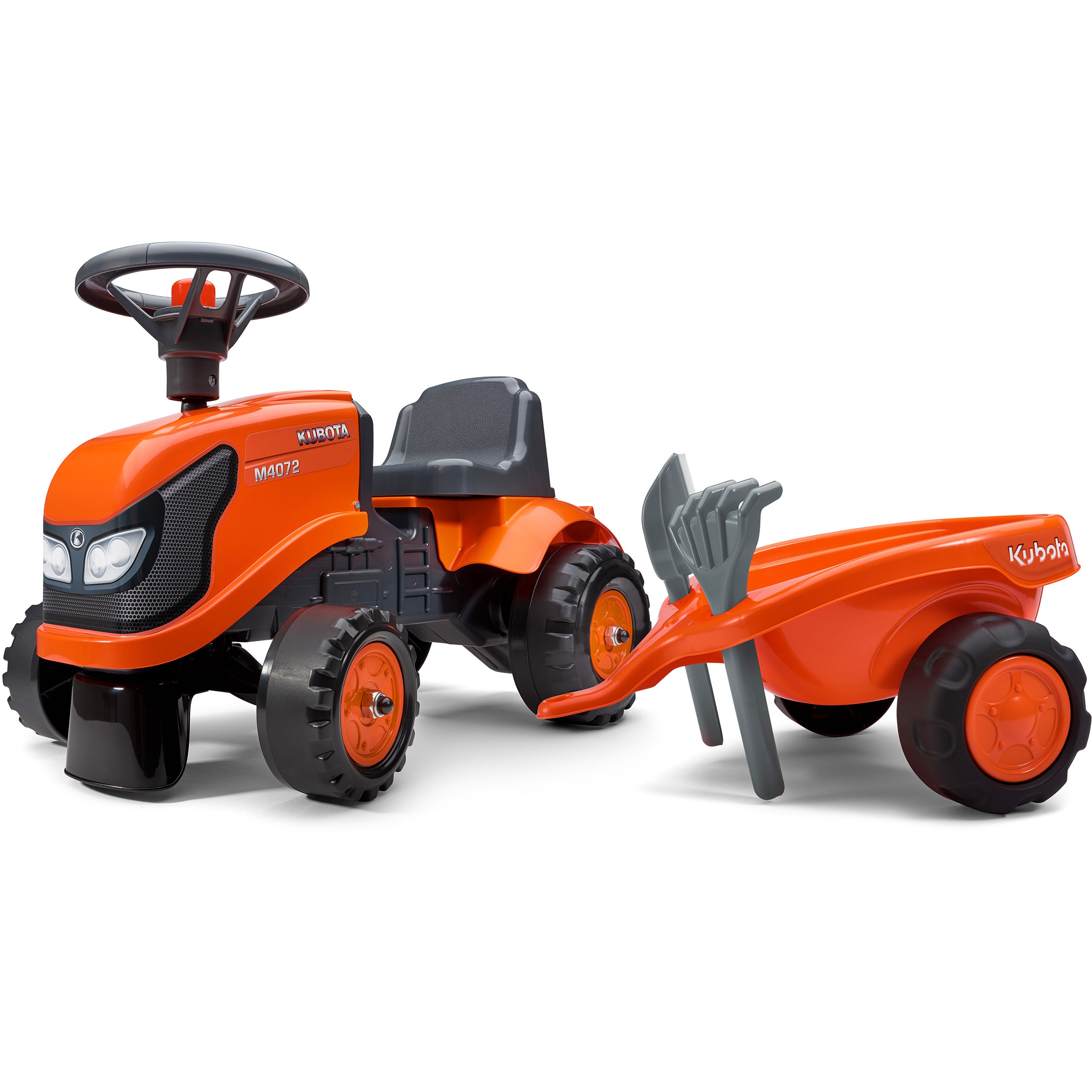 Traktorek kubota pomarańczowy z przyczepką + akc. od 1 roku