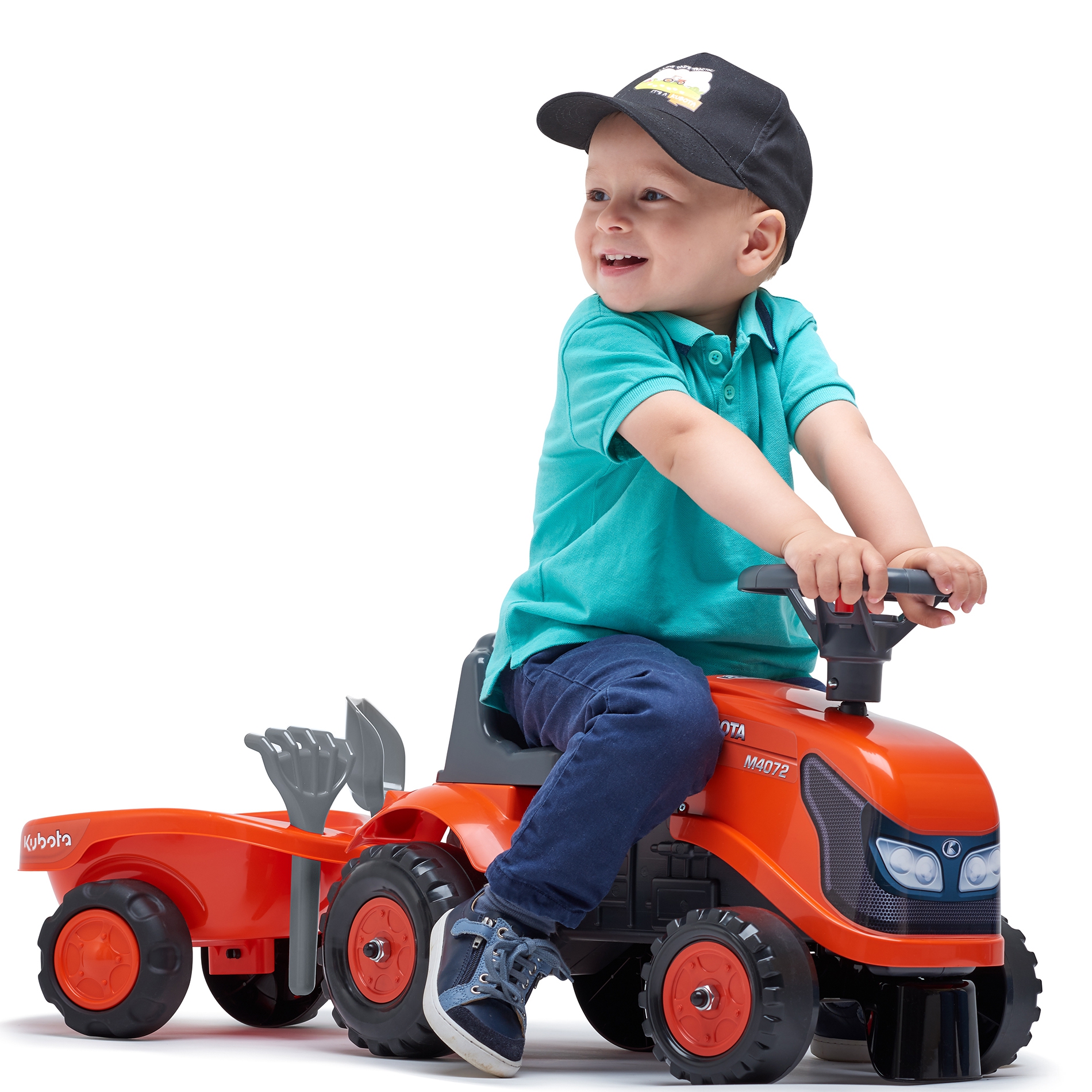 Traktorek kubota pomarańczowy z przyczepką + akc. od 1 roku