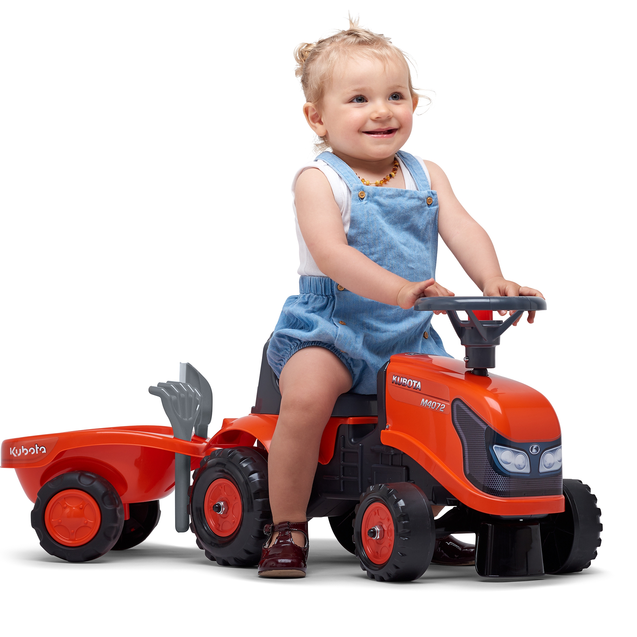 Traktorek kubota pomarańczowy z przyczepką + akc. od 1 roku