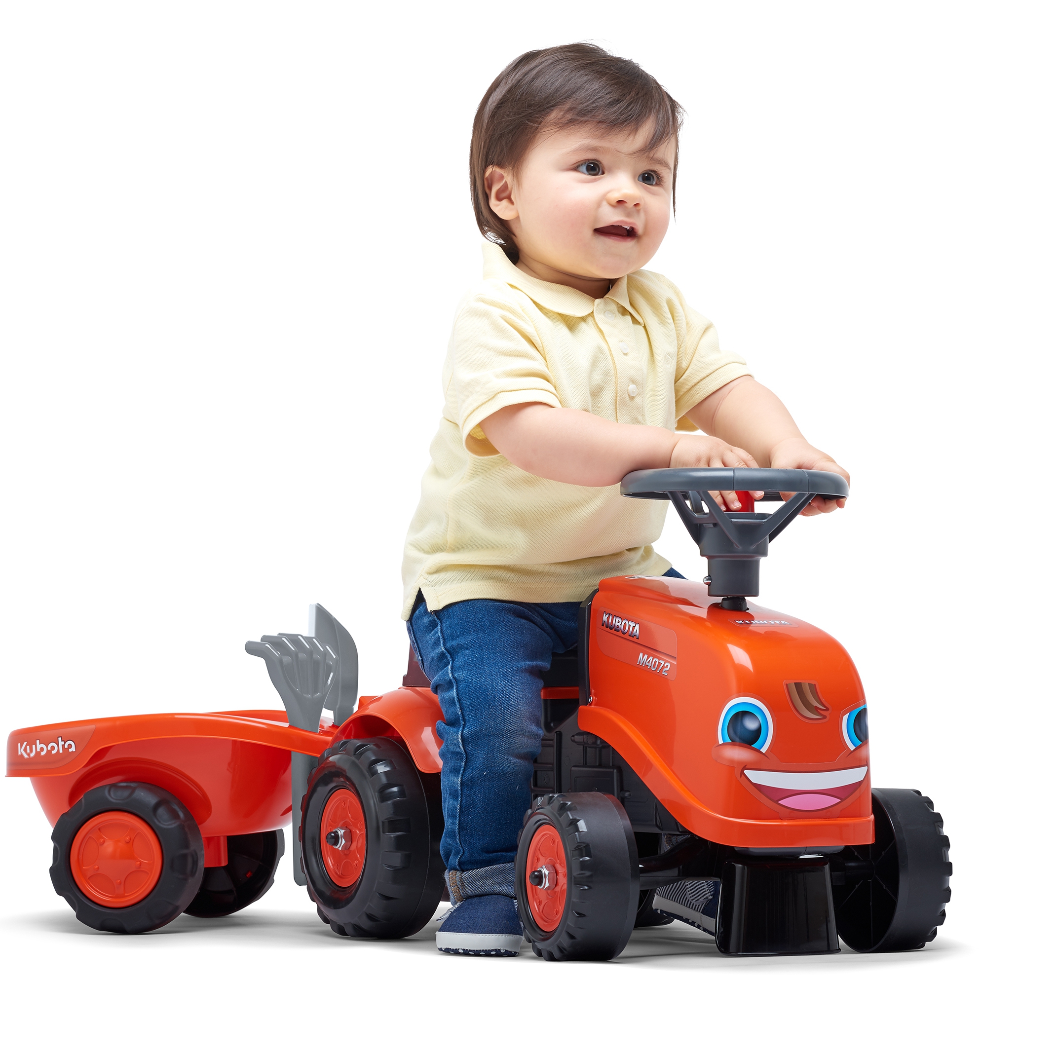 Traktorek kubota pomarańczowy z przyczepką + akc. od 1 roku