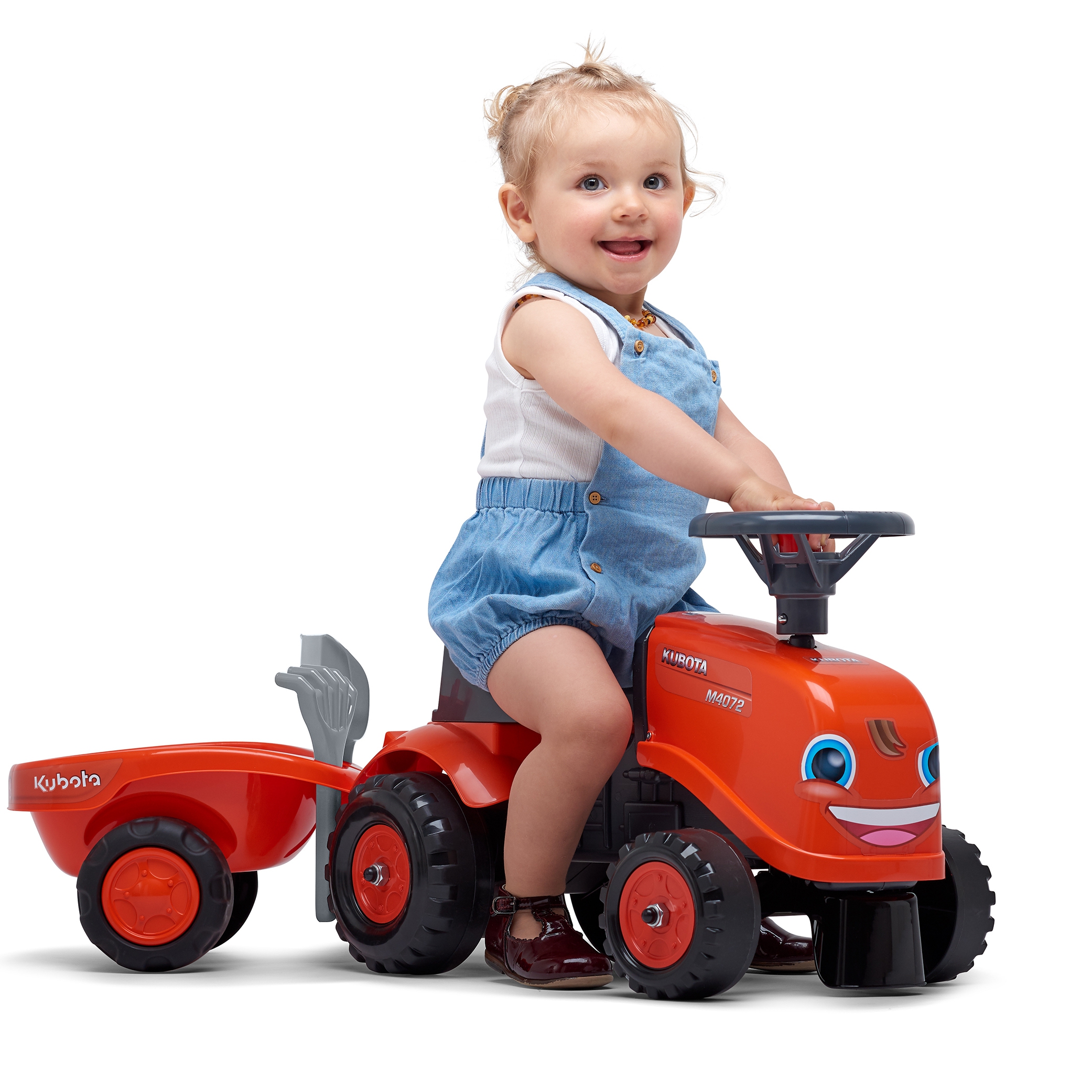 Traktorek kubota pomarańczowy z przyczepką + akc. od 1 roku