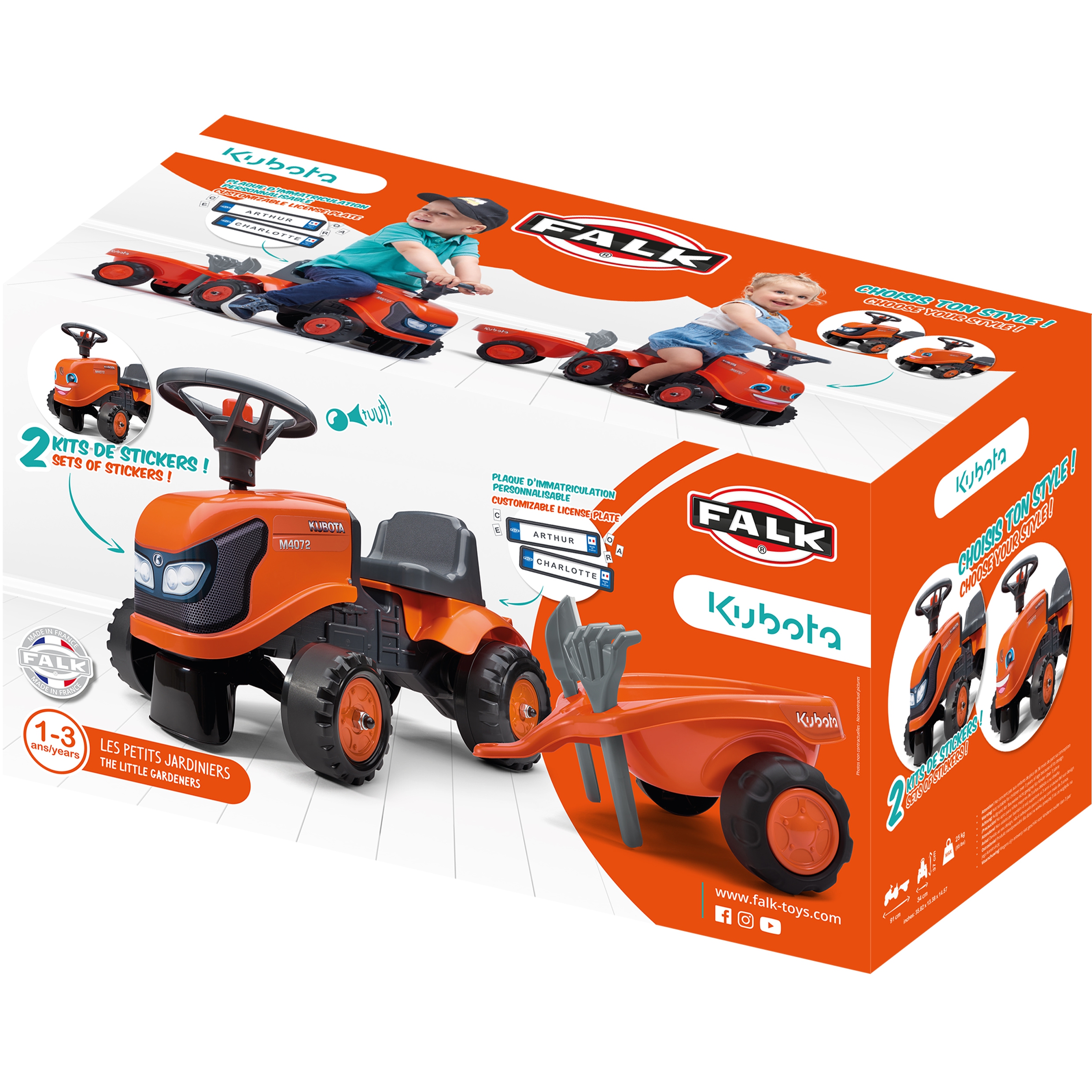 Traktorek kubota pomarańczowy z przyczepką + akc. od 1 roku