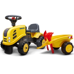 FALK Traktorek Baby Mac Cormick Żółty z Przyczepką + akc. od 1 roku