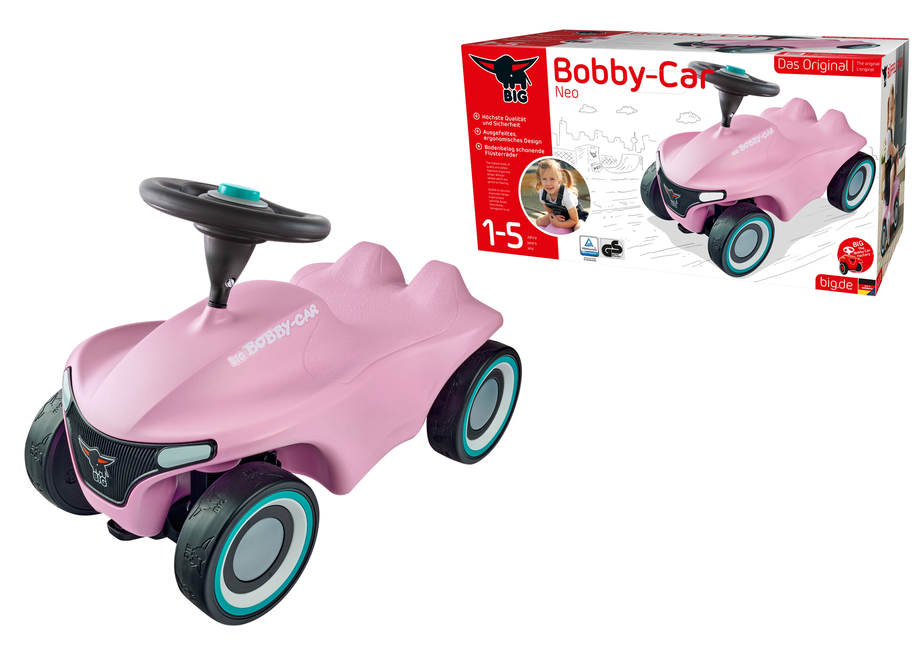 Różowy jeżdzik pchacz bobby car neo pink dla dzieci