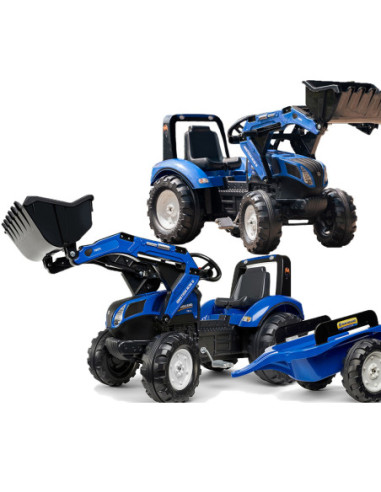 FALK Duży Traktor z przyczepką New Holland