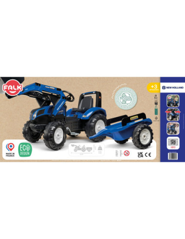 FALK Duży Traktor z przyczepką New Holland