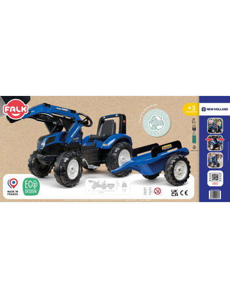 FALK Duży Traktor z przyczepką New Holland