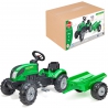 FALK Pedal Green Tractor + Trailer and Horn from 2 Years.