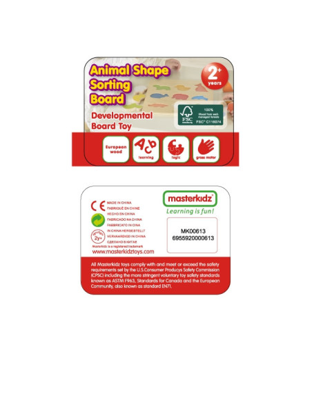 Drewniany Sorter Kształtów Masterkidz Kolorowe Zwierzątka