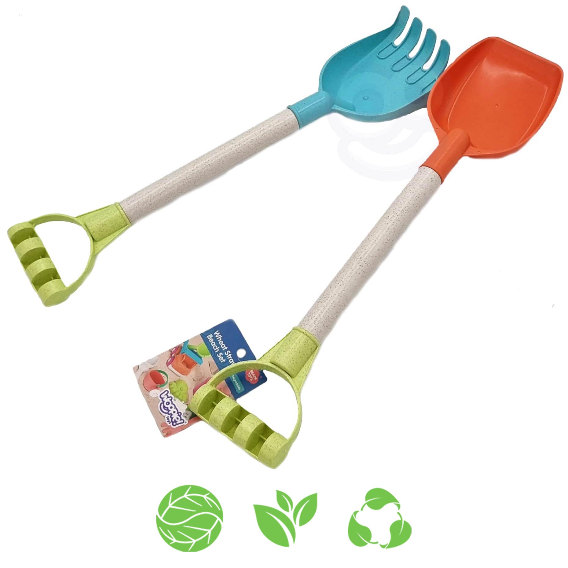 Zestaw do piasku łopatka i grabki 51 cm biodegradowalny organiczny materiał