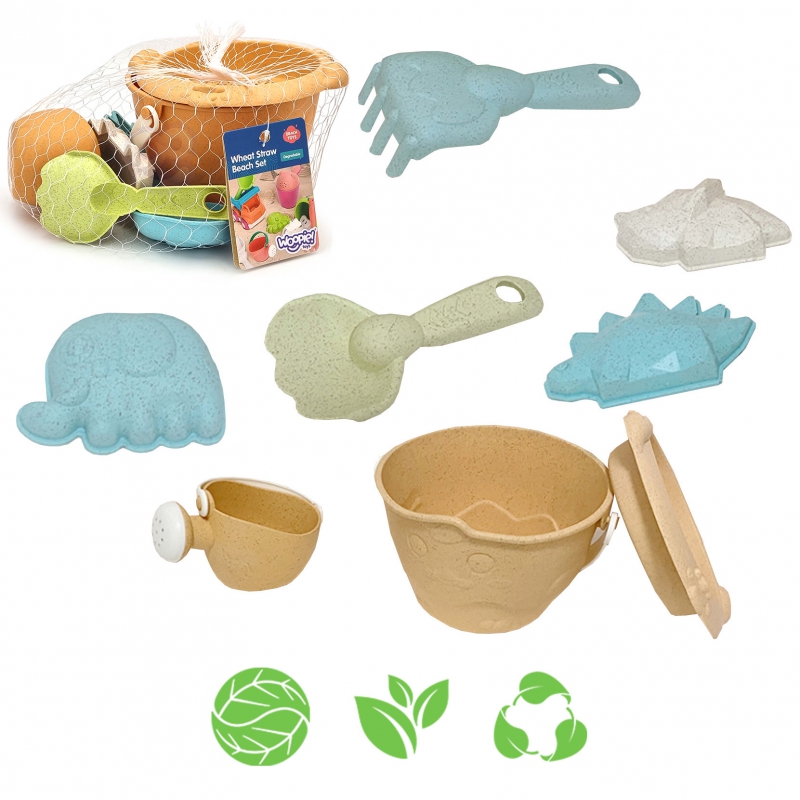 WOOPIE GREEN Zestaw do Piasku w Wiaderku 8 el. BIODEGRADOWALNY ORGANICZNY MATERIAŁ