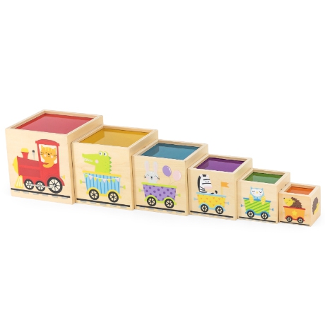 Drewniana piramidka układanka klocki sorter montessori