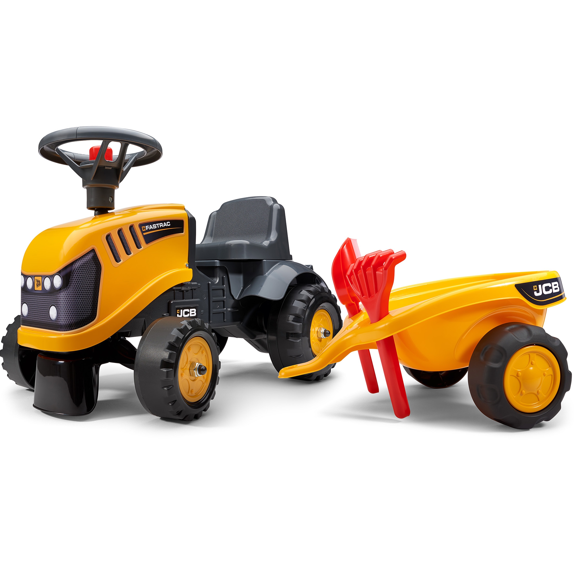 Traktorek jcb pomarańćzowy z przyczepką od 1 roku