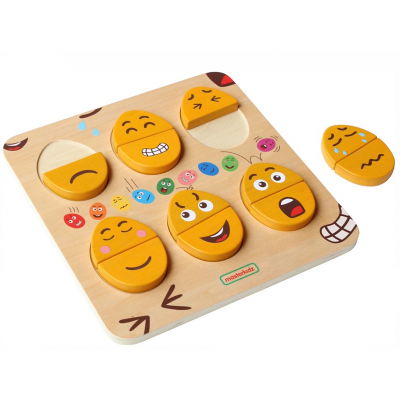 MASTERKIDZ Tablica do Nauki Emocji Drewniane Jajka jaki Humor? Montessori