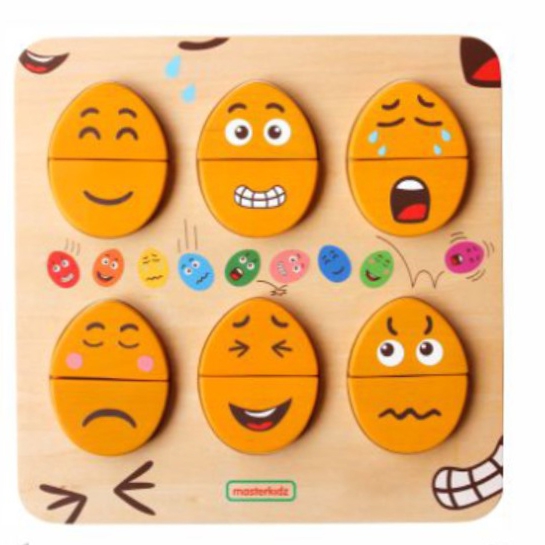 MASTERKIDZ Tablica do Nauki Emocji Drewniane Jajka jaki Humor? Montessori