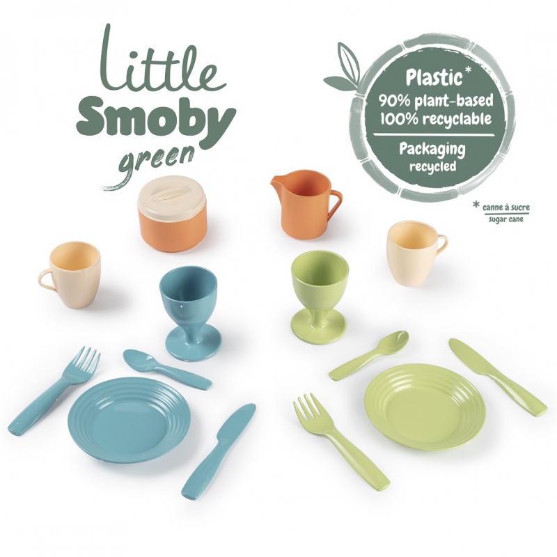 SMOBY Little Green Zestaw Kuchenny Zastawa Kuchenna Bioplastik