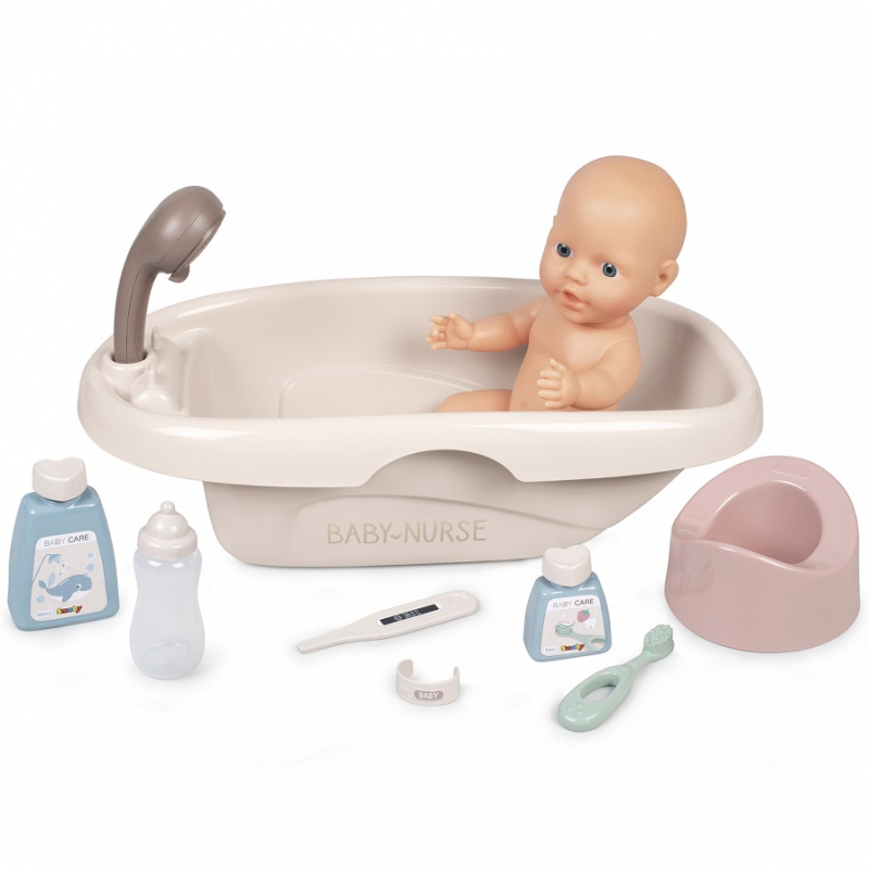 SMOBY Baby Nurse Zestaw Do Kąpieli dla Lalki Wanienka + Akcesoria