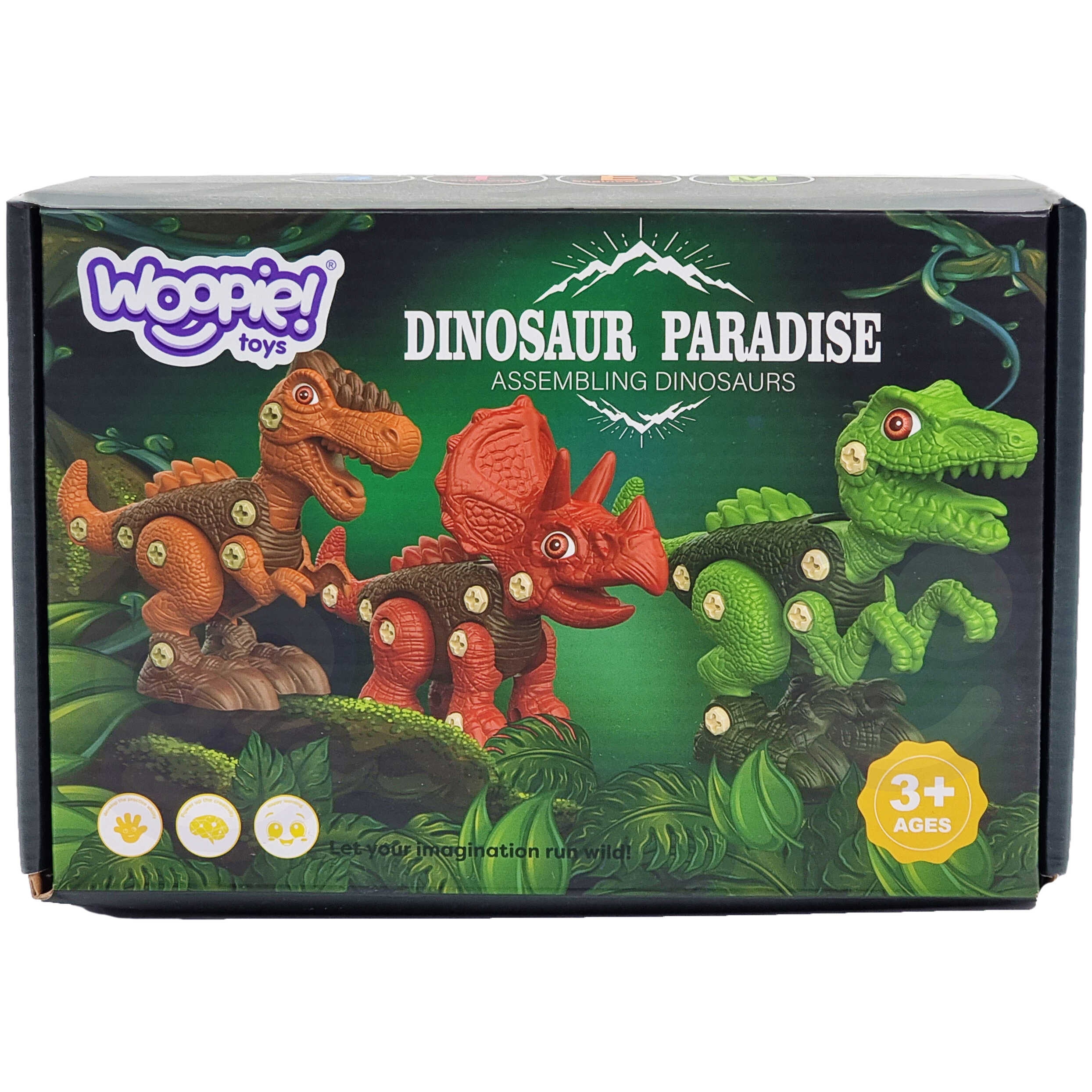 Zestaw dinozaury do skręcania 3 szt. zestaw konstrukcyjny wiertarka śrubokręt 89 el.