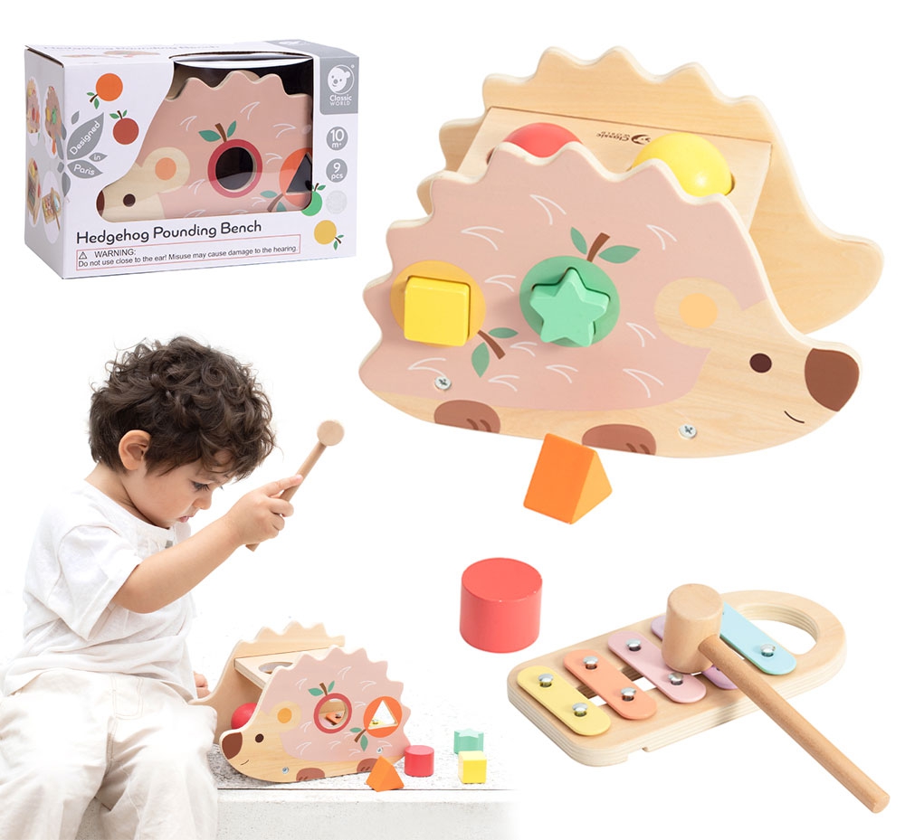 CLASSIC WORLD Wbijak Cymbałki Sorter 3w1 Jeż 9 el.