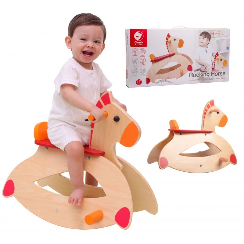 CLASSIC WORLD Drewniany Konik Na Biegunach Bujak
