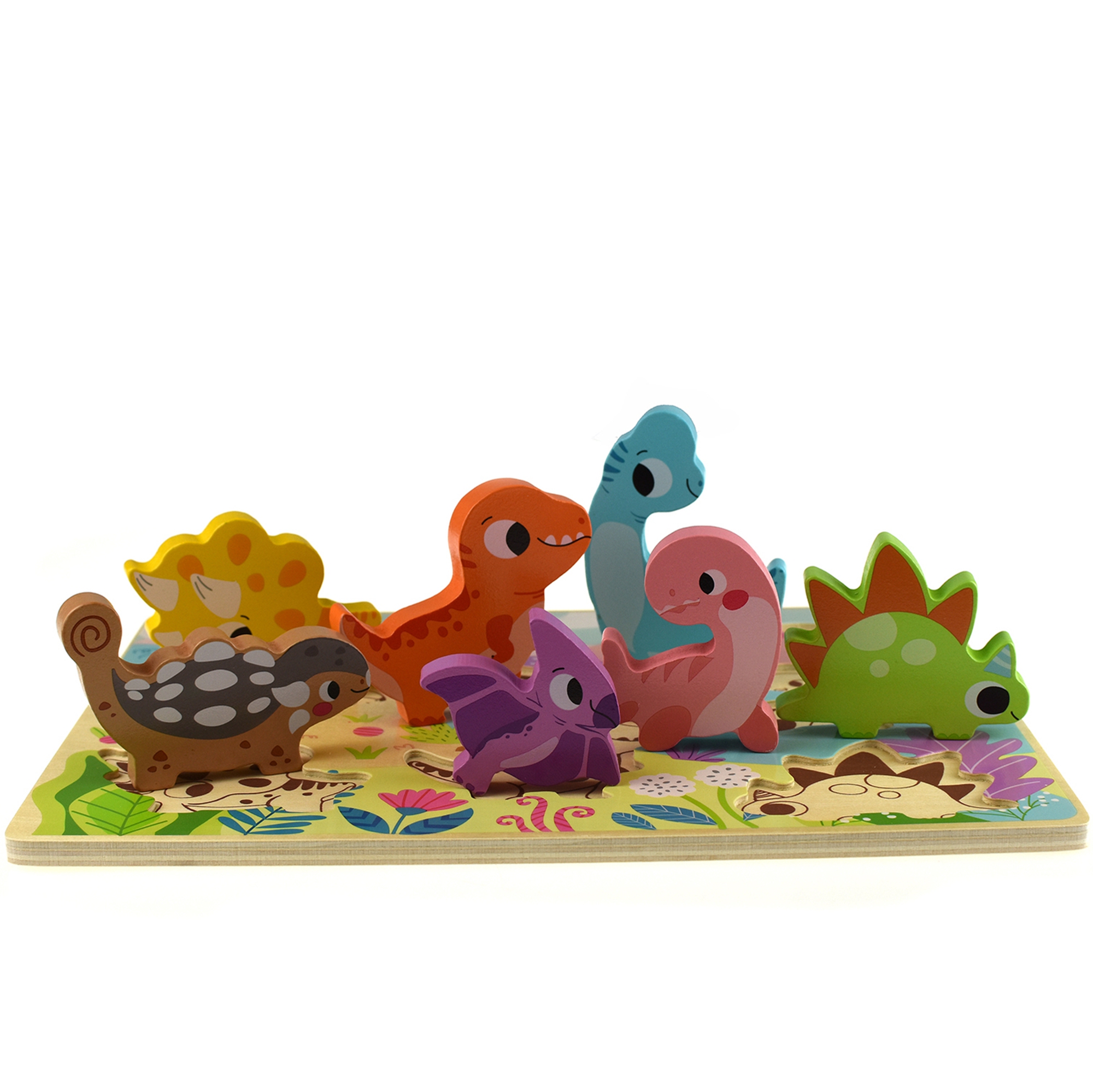 Tooky Toy Drewniane Puzzle Montessori Zwierzątka Dinozaury Dopasuj Kształty