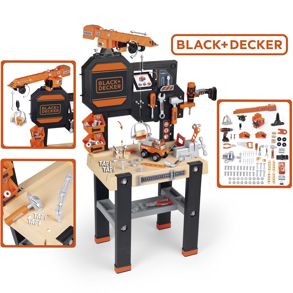 Black&amp;decker warsztat z dźwigiem + 94 akcesoria