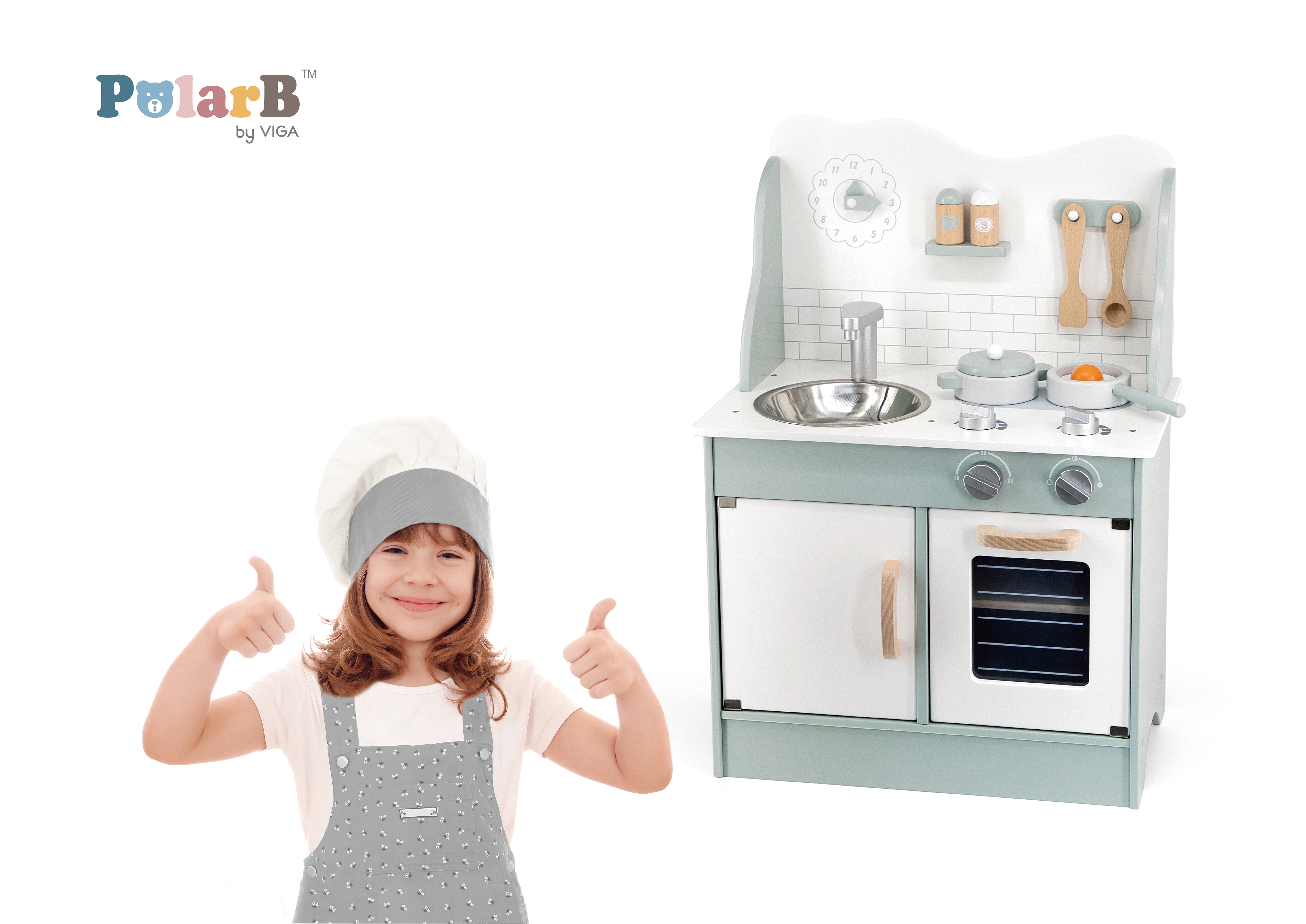 Polarb drewniana kuchnia z akcesoriami eco green