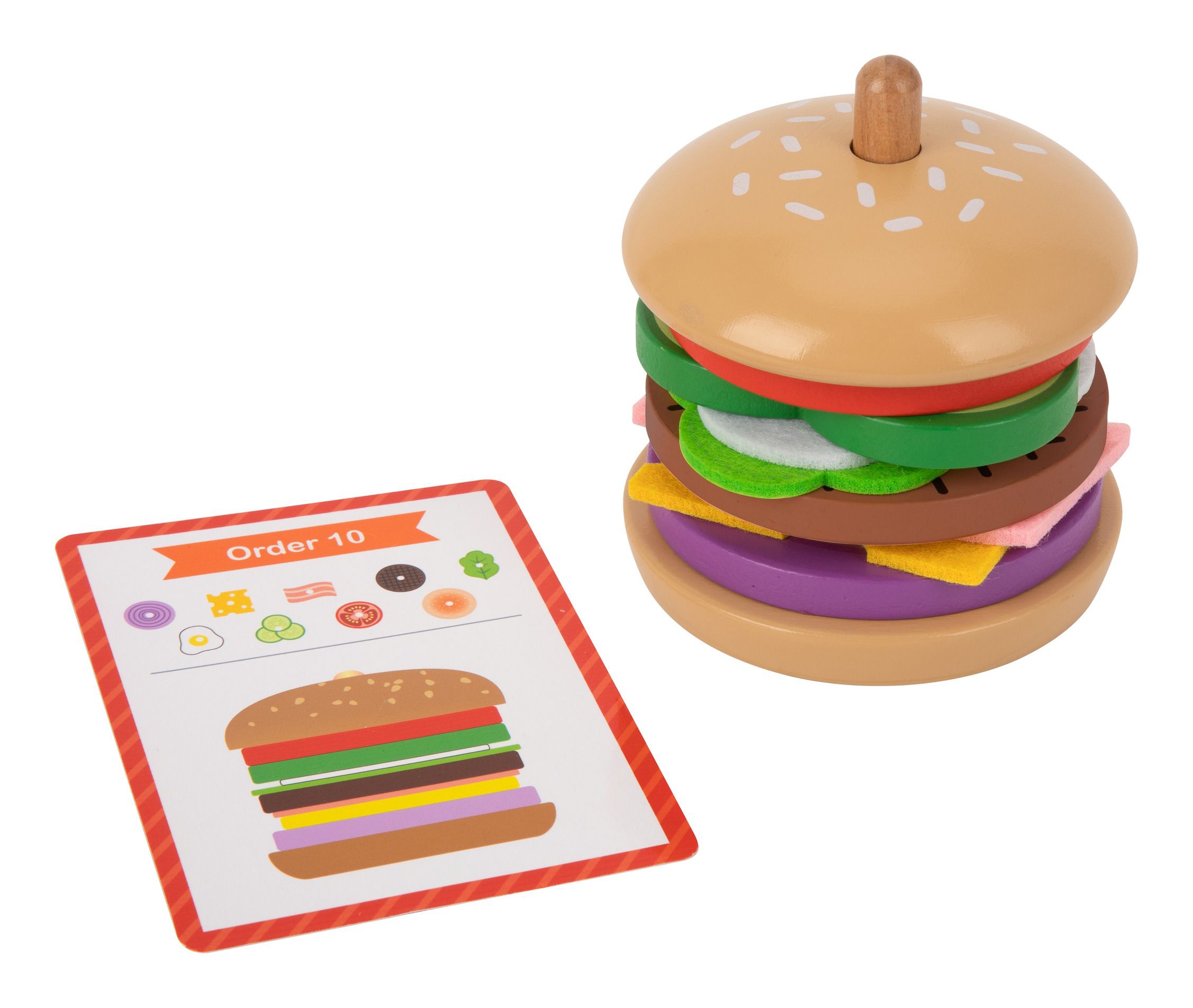 Drewniany burger restauracja układanka dla dzieci 15 el. certyfikat fsc