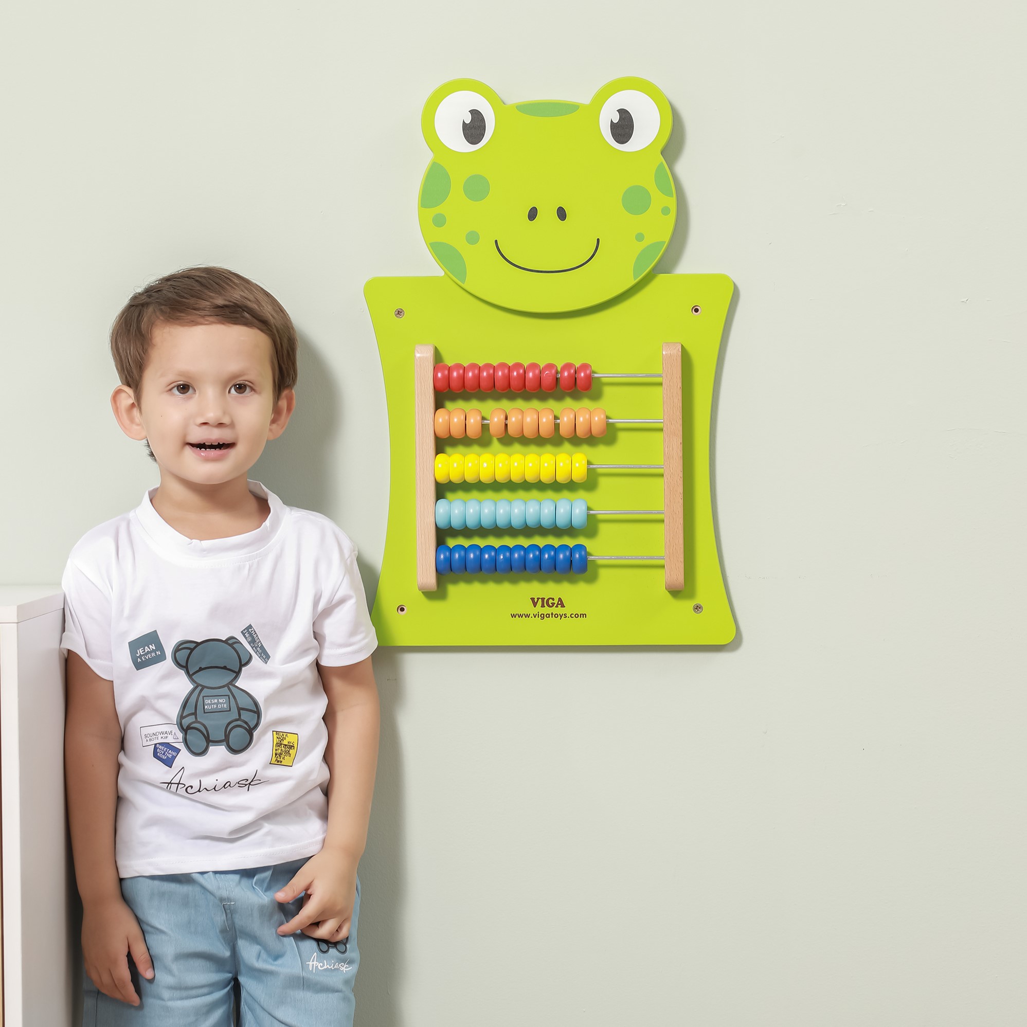Drewniana tablica manipulacyjna liczydło żabka certyfikat fsc montessori