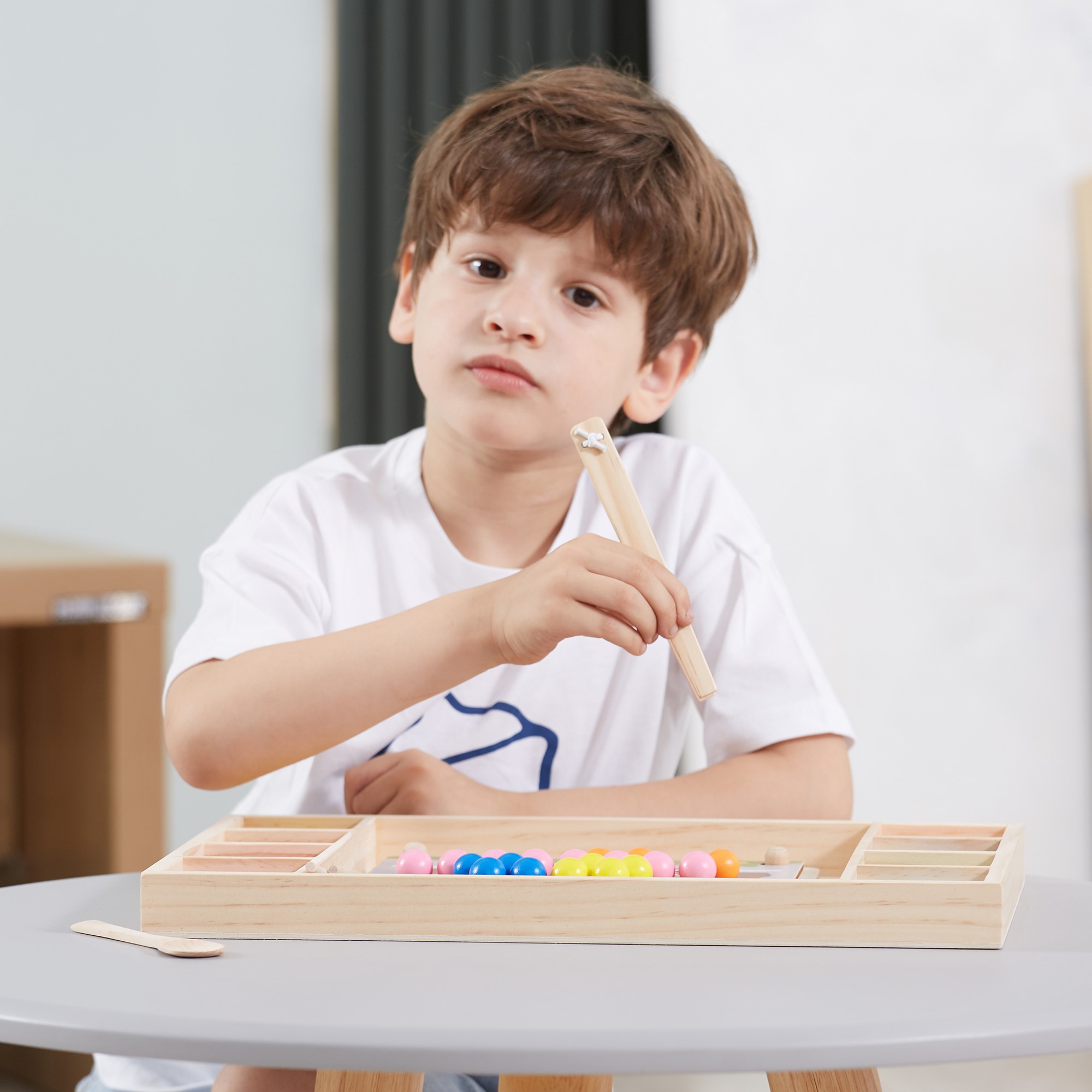 Drewniana gra kulki złap i dopasuj układanka montessori