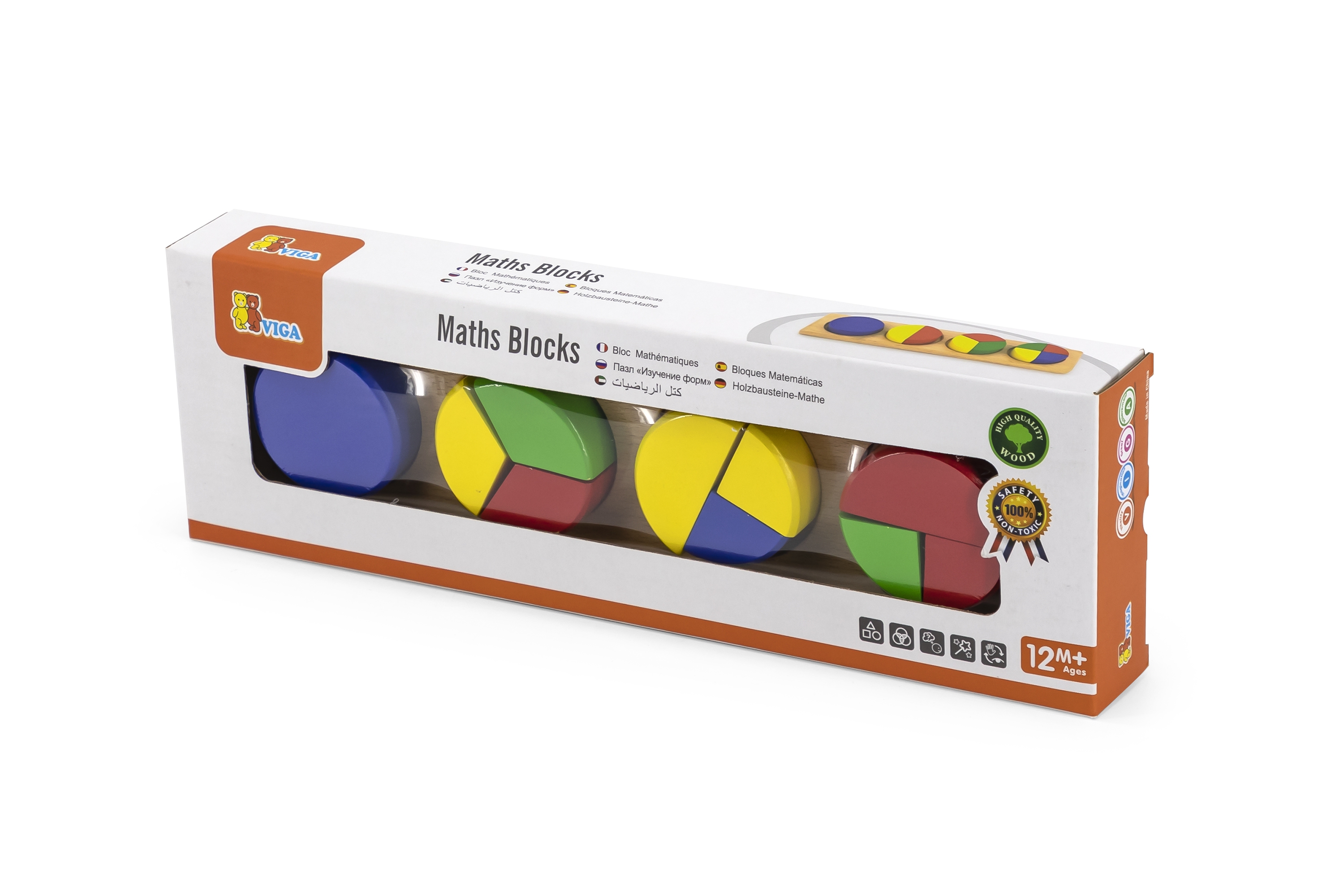 Drewniana układanka klocki matematyczne ułamki 10 klocków montessori