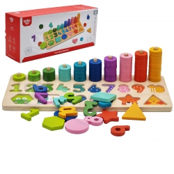 TOOKY TOY Układanka Nauka Liczenia Kształtów Kolorów Montessori 71 el.
