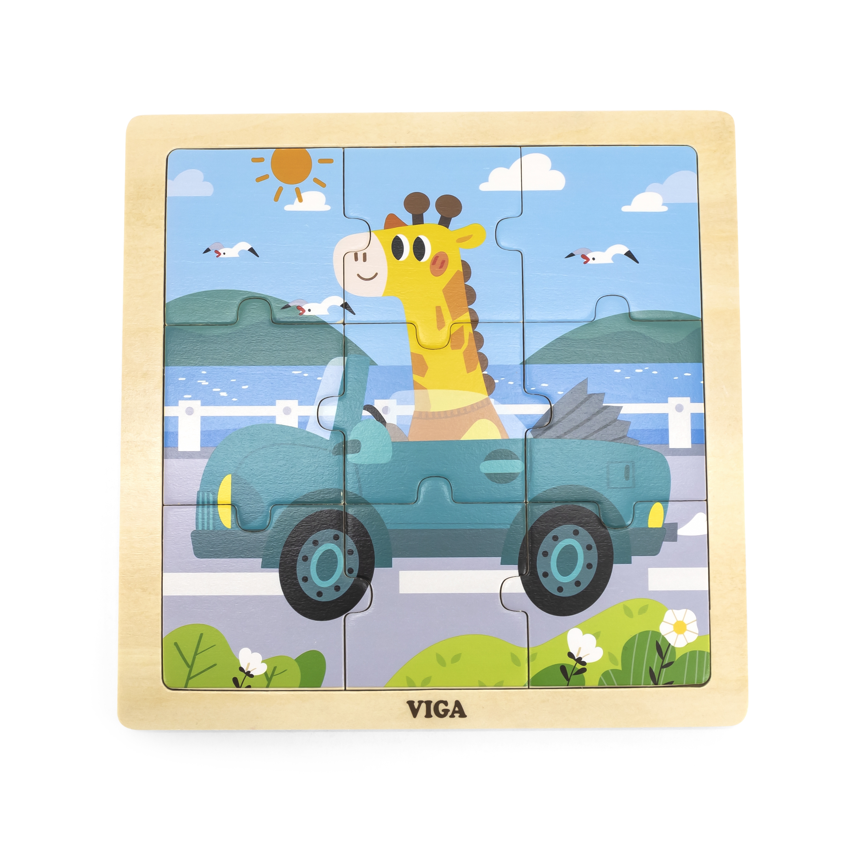 🦒 Drewniane Puzzle Żyrafa w Aucie – Zabawa i Nauka