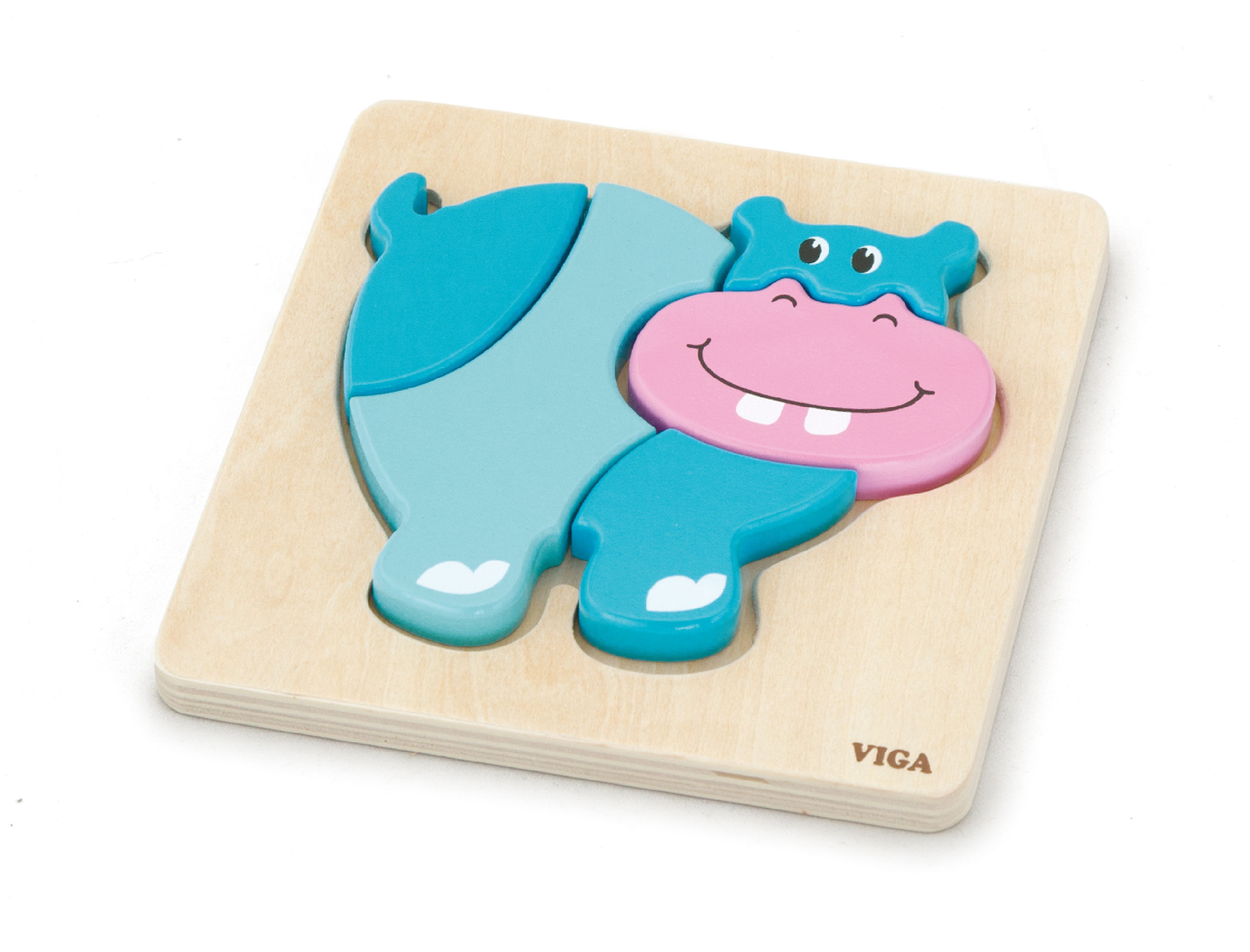 Pierwsze drewniane puzzle maluszka hipopotam
