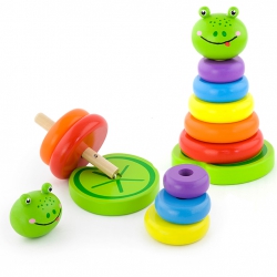 Viga Educational Wooden Toy Pyramid Learning Colors Frog