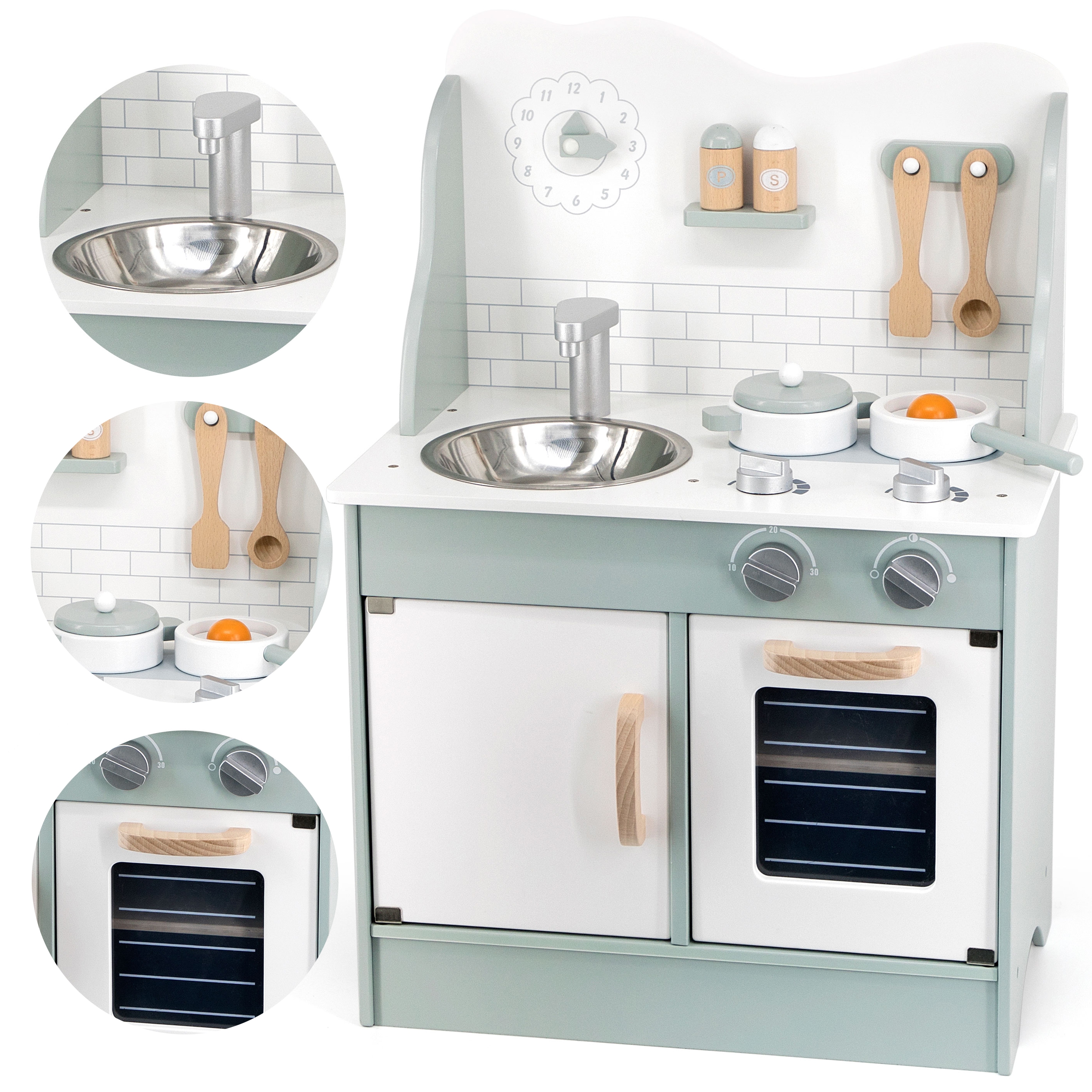 Polarb drewniana kuchnia z akcesoriami eco green