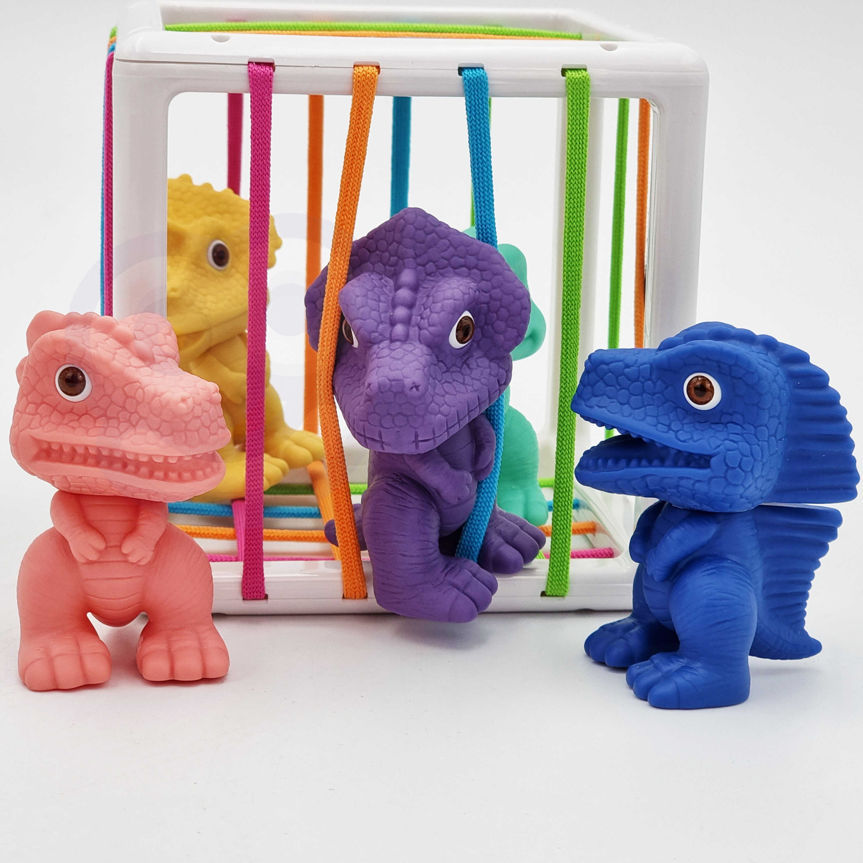 Elastyczna kostka sensoryczna sorter dla dzieci kolorowe dinozaury 6 el.