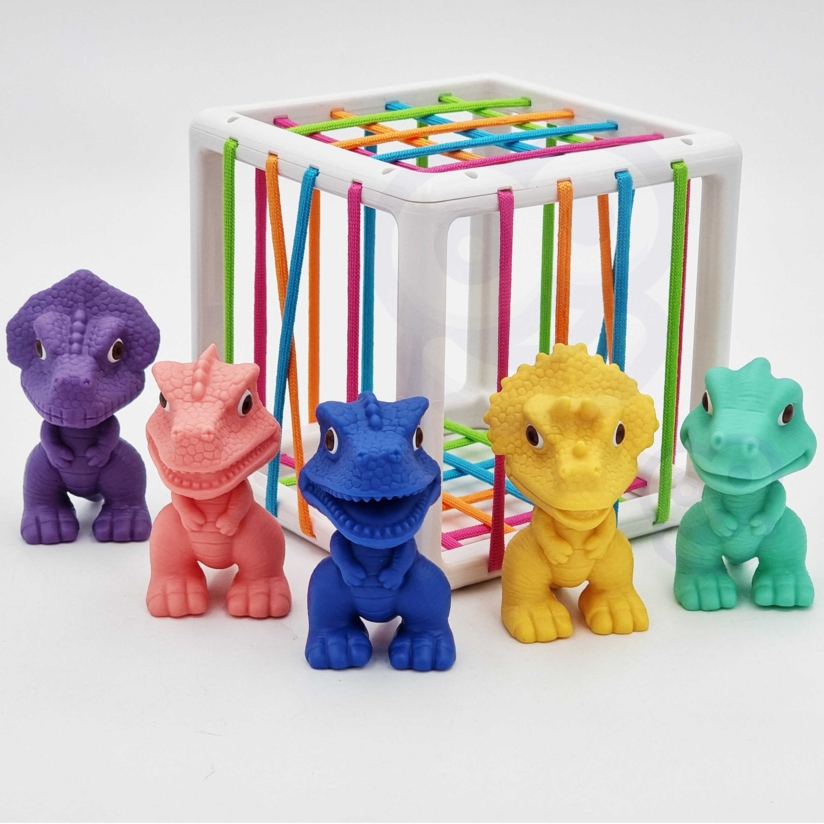 Elastyczna kostka sensoryczna sorter dla dzieci kolorowe dinozaury 6 el.