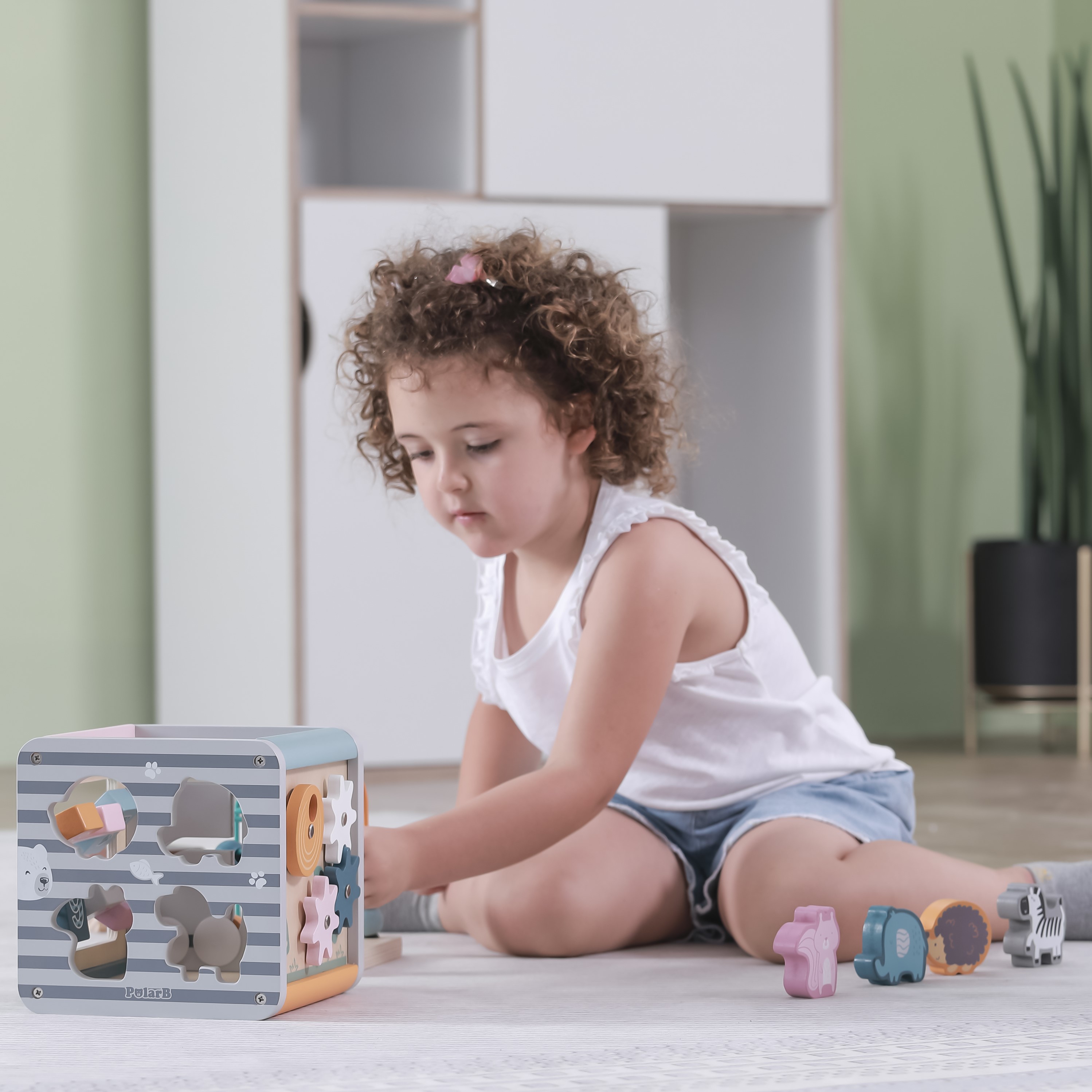 Polarb activity box drewniane edukacyjne centrum gier 5w1 kostka