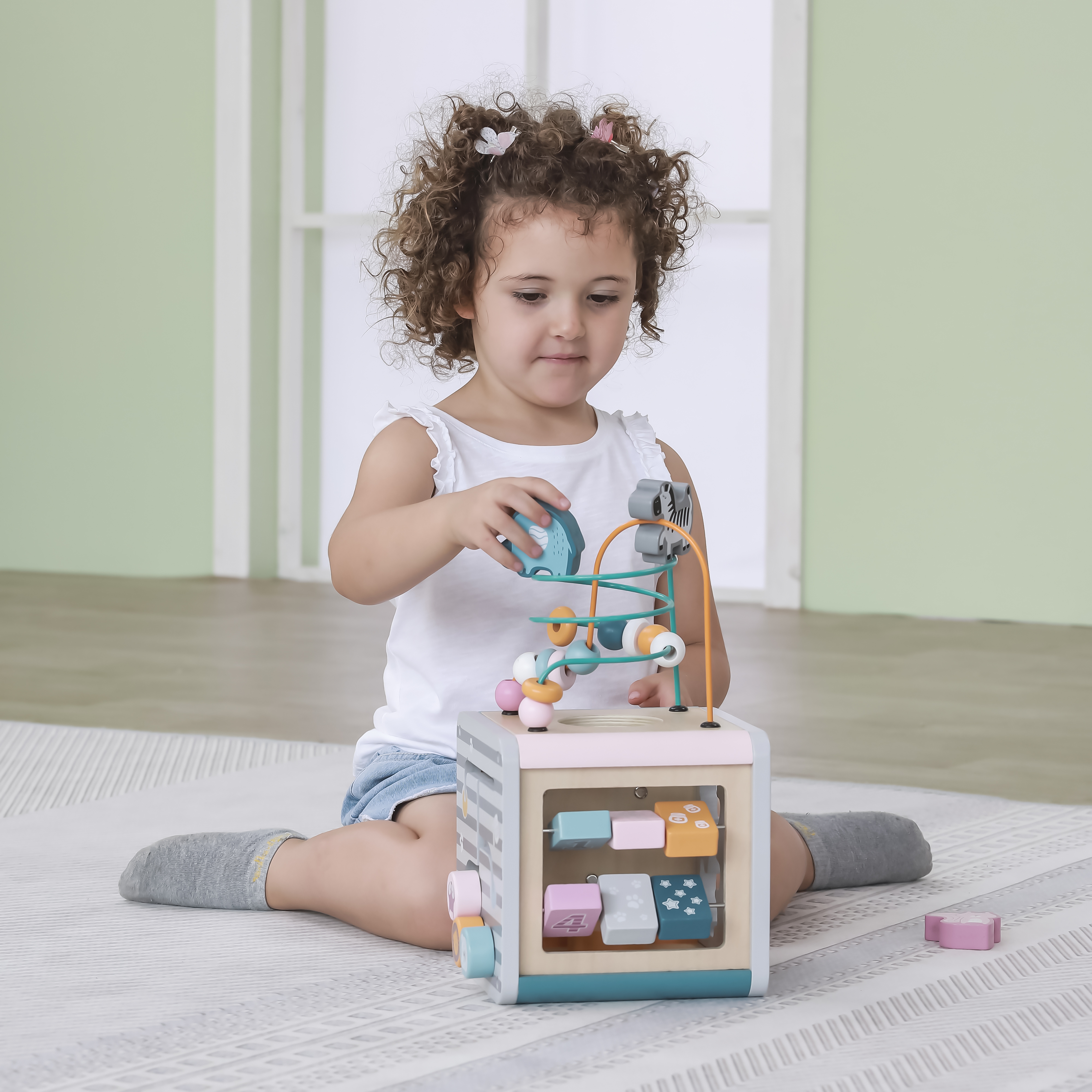 Polarb activity box drewniane edukacyjne centrum gier 5w1 kostka