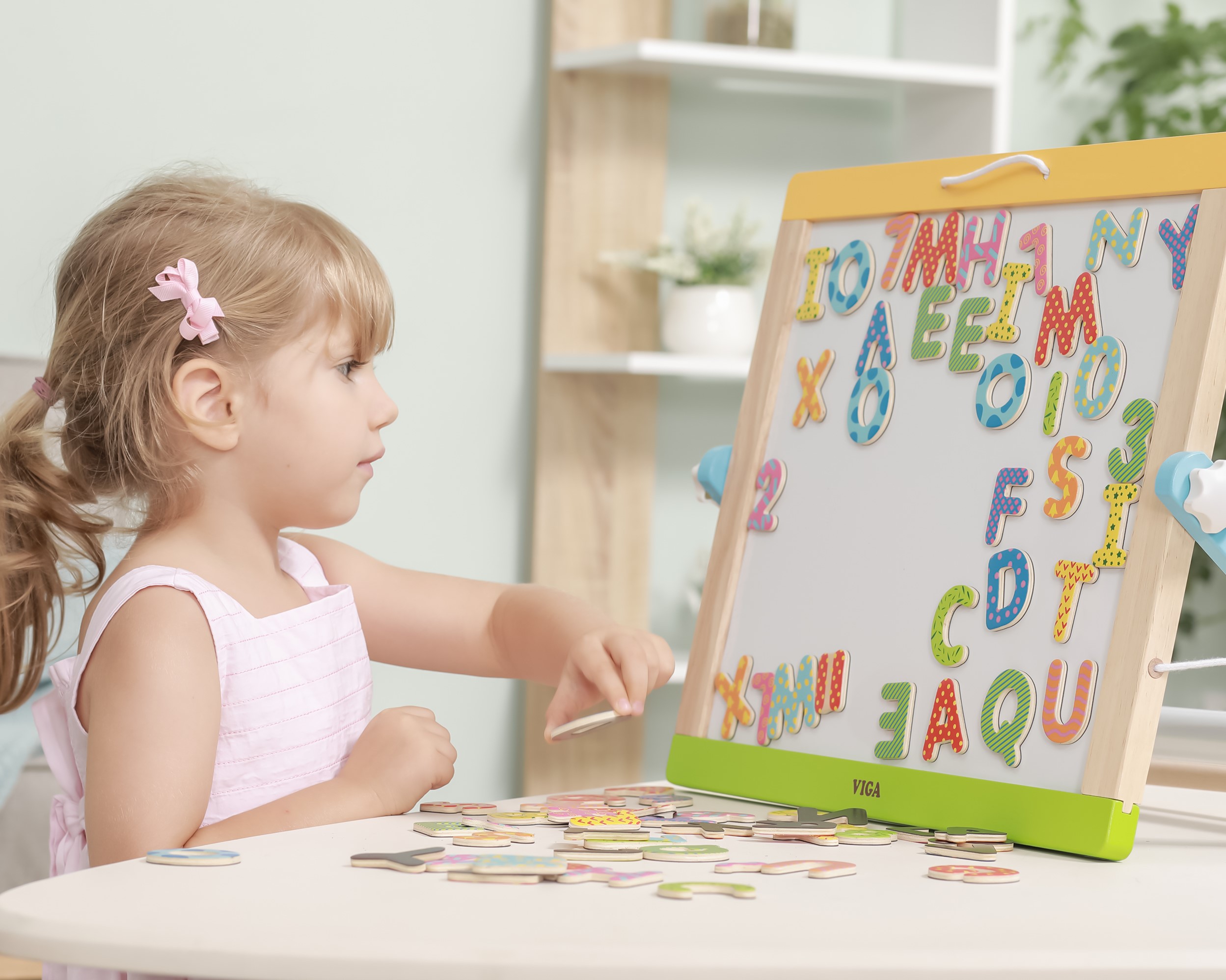 Drewniany zestaw magnetyczny literki i cyferki