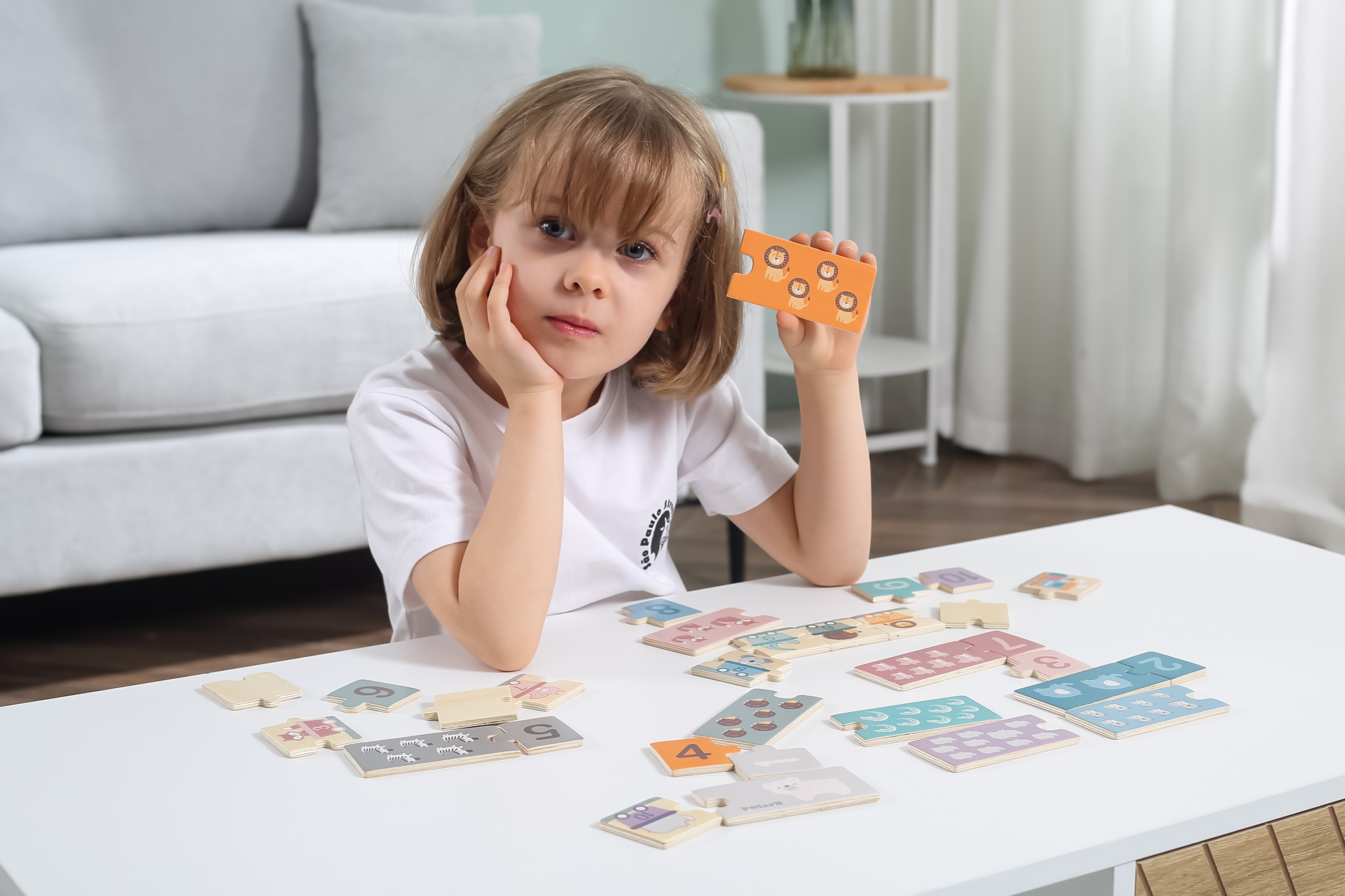 Polarb drewniane puzzle numeryczne cyferki montessori