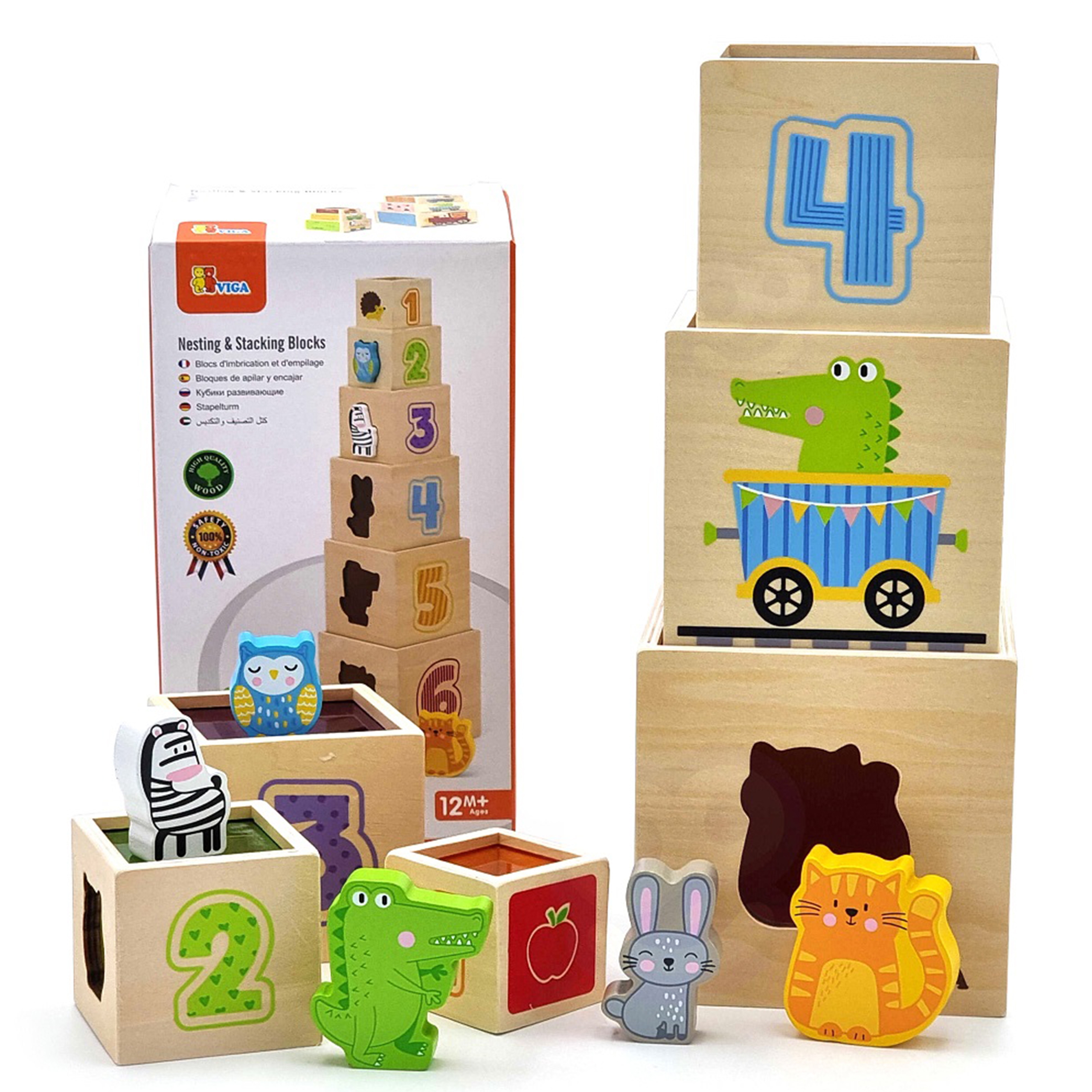 Drewniana piramidka układanka klocki sorter montessori