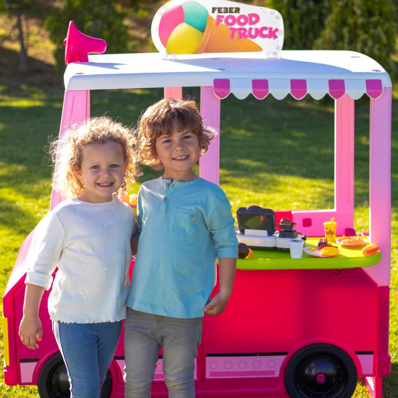 Feber Różowy Food Truck 2w1 Kuchnia i Pojazd Artykuły Spożywcze Akcesoria kuchenne 50 el.