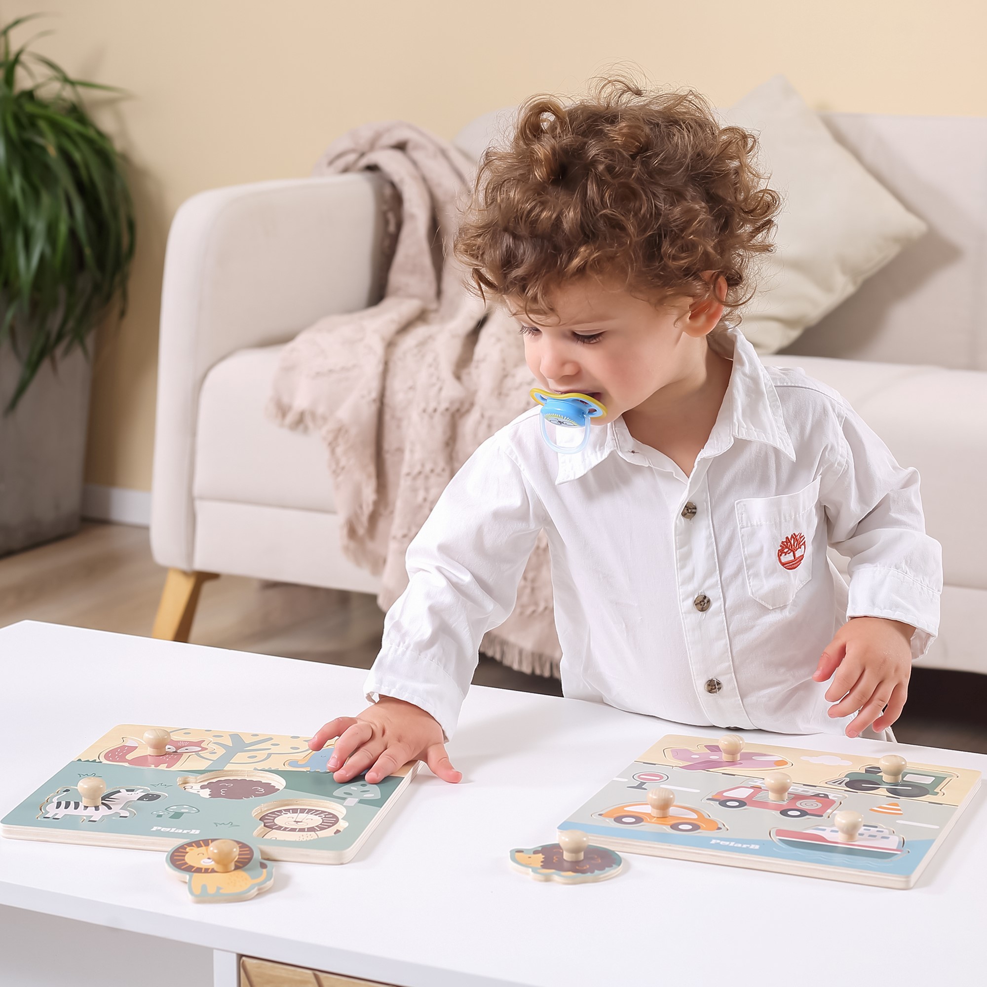 Polarb drewniane puzzle zwierzęta z pinezkami